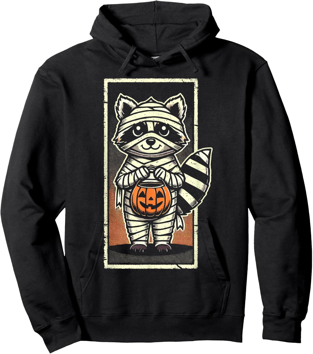 Cute Raccoon Mummy Trick or Treat Halloween Funny Raccoon Hoodie - Hoodie | Black