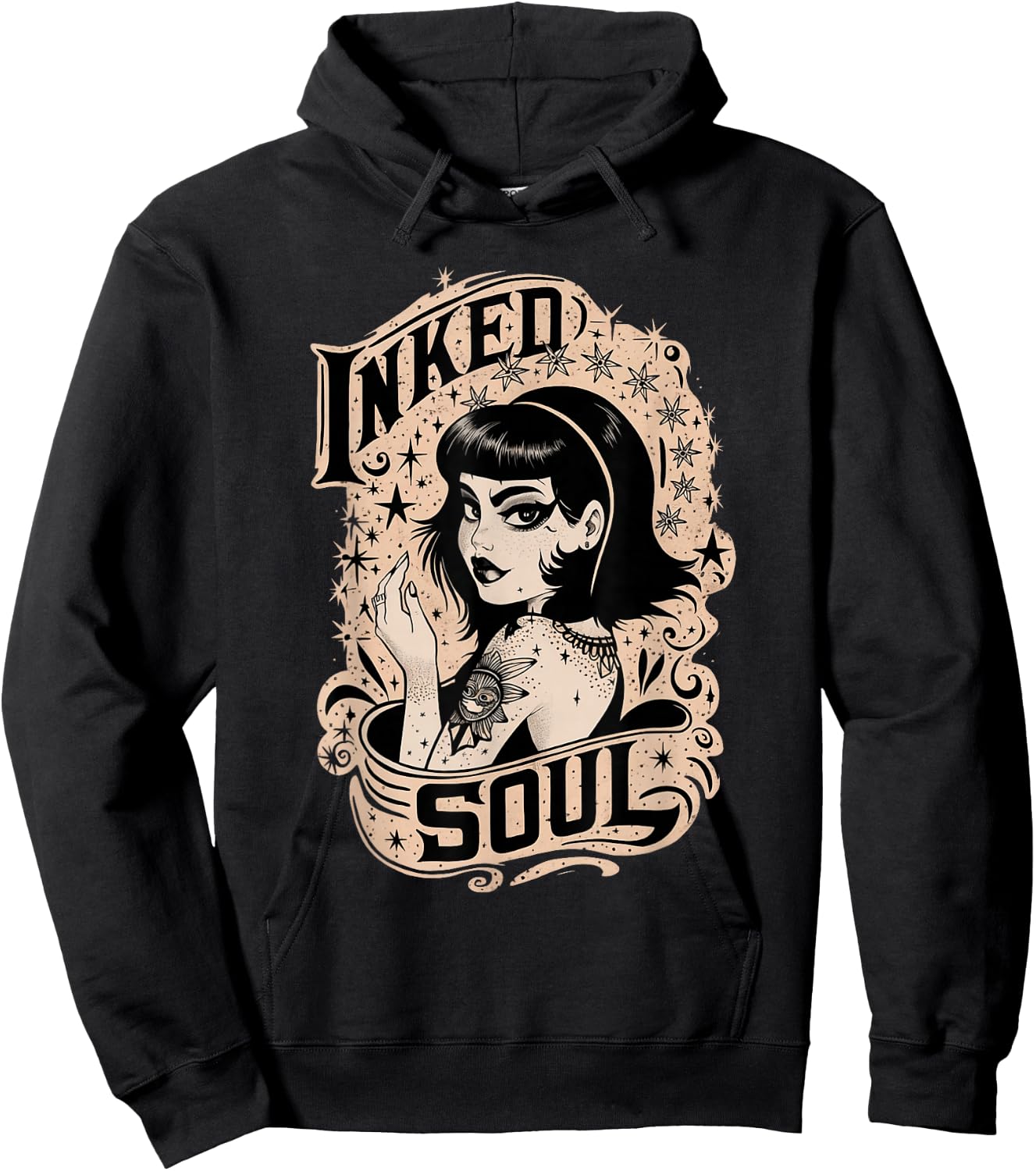 Vintage Tattoo Goth Girl Inked Soul Hoodie - Hoodie | Black