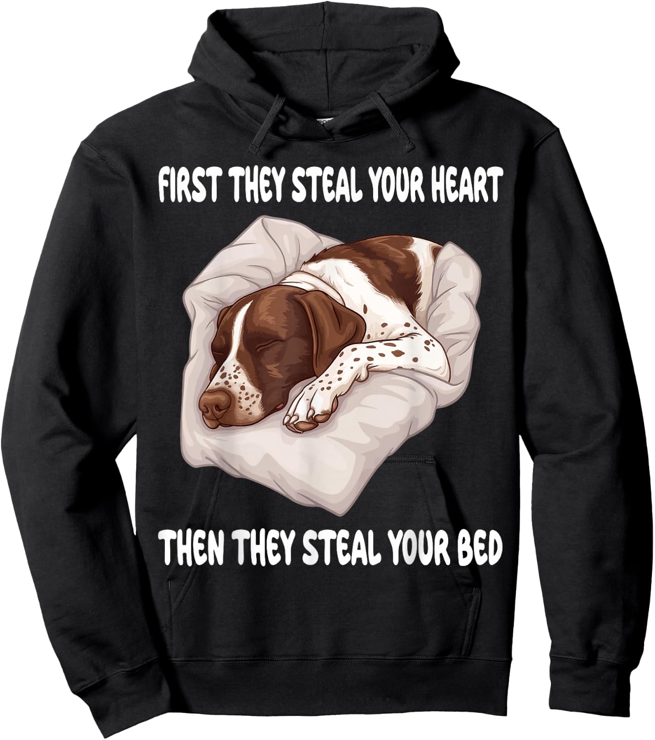 German Shorthaired Pointer Sleeping Pajamas Nightgown Hoodie - Hoodie | Black