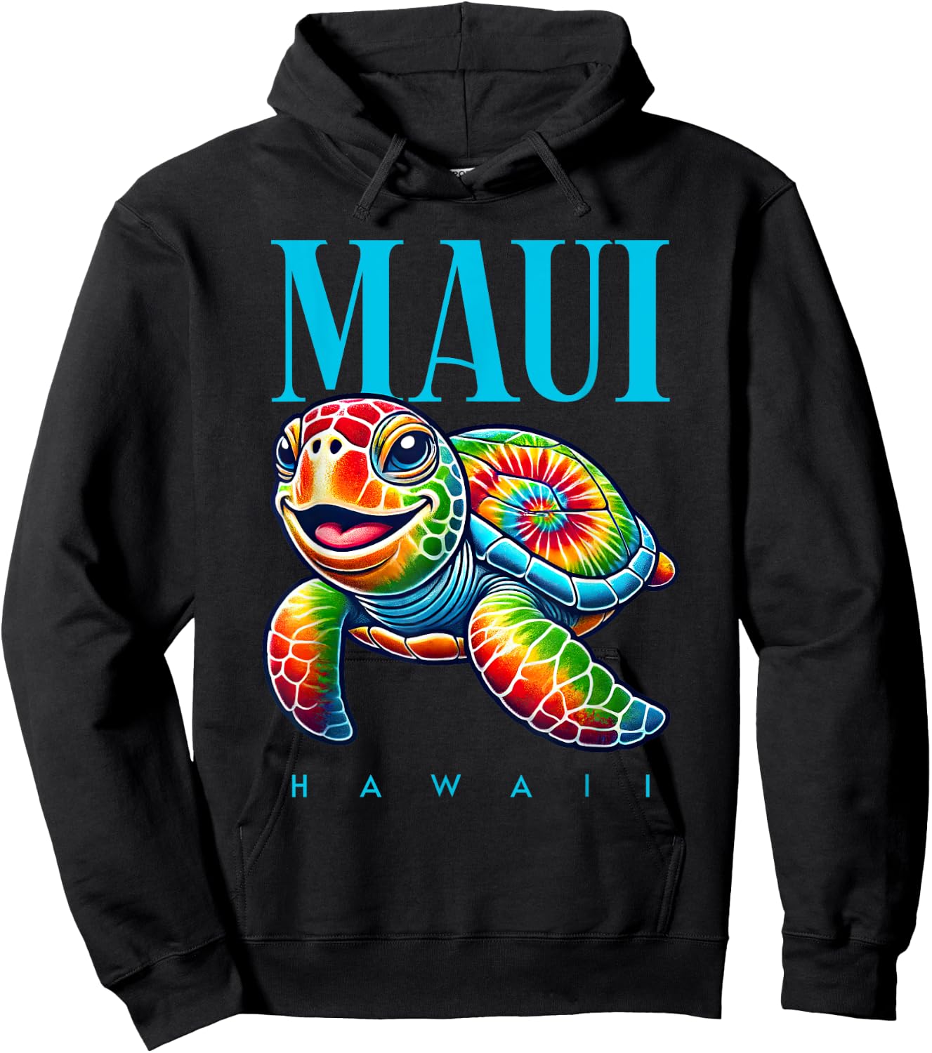 Maui Hawaii Smiling Tie Dye Sea Turtle Hoodie - Hoodie | Black