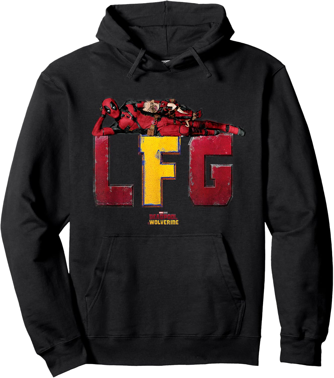 Marvel Deadpool & Wolverine LFG Deadpool & Dogpool Chilling Hoodie - Hoodie | Black