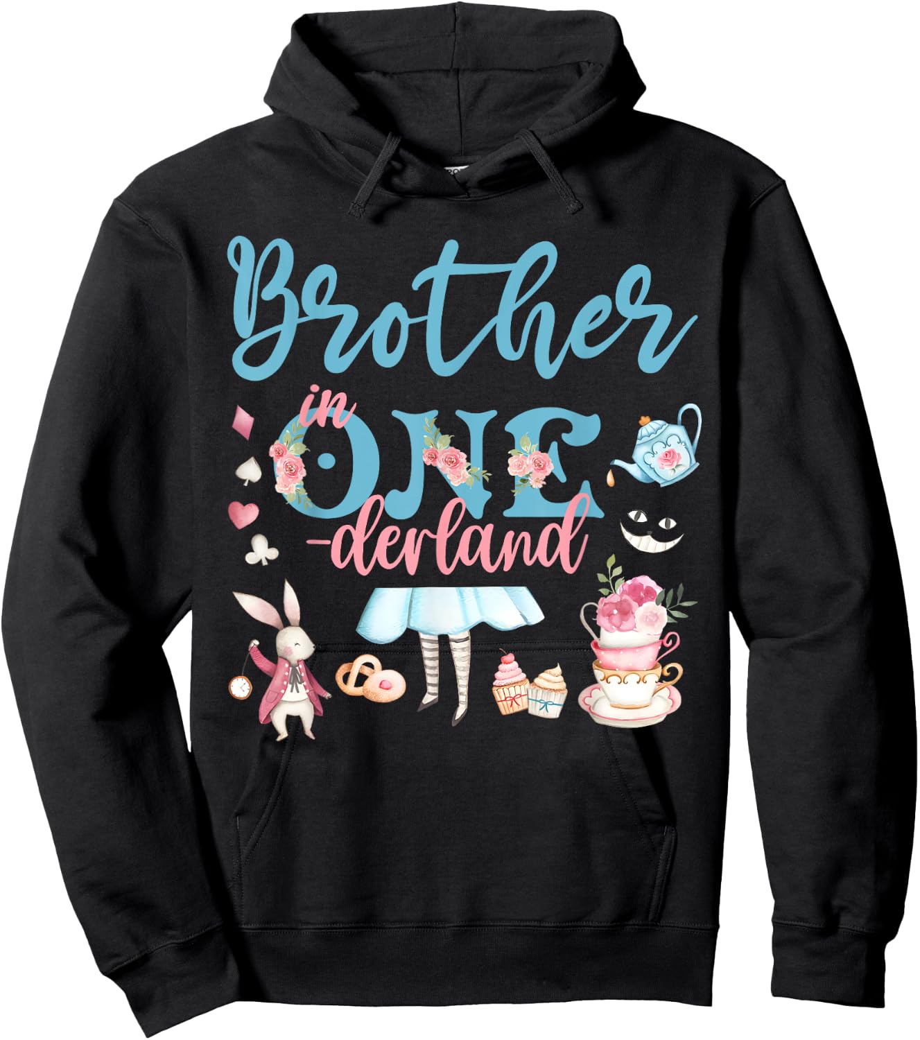 Brother Of The Birthday Girl - Brother In Onderland Family Hoodie - Hoodie | Black
