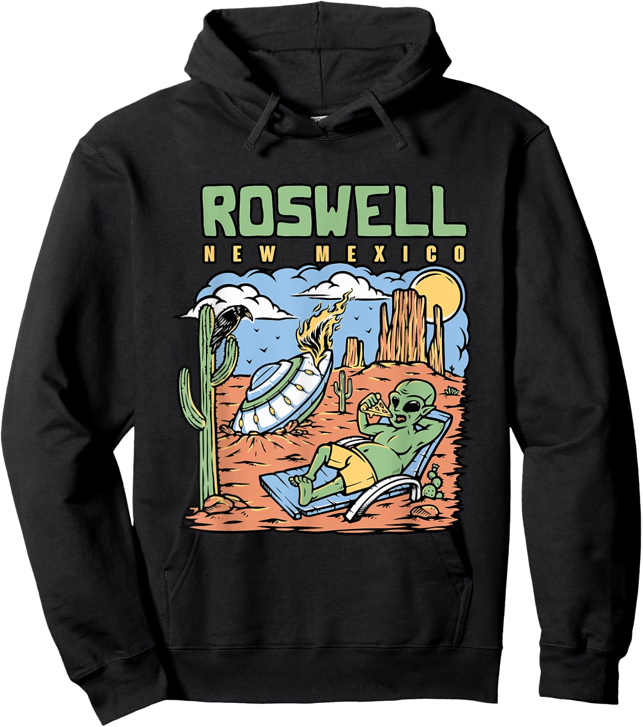 Funny Alien Vacation In Roswell New Mexico Desert Hoodie - Hoodie | Black