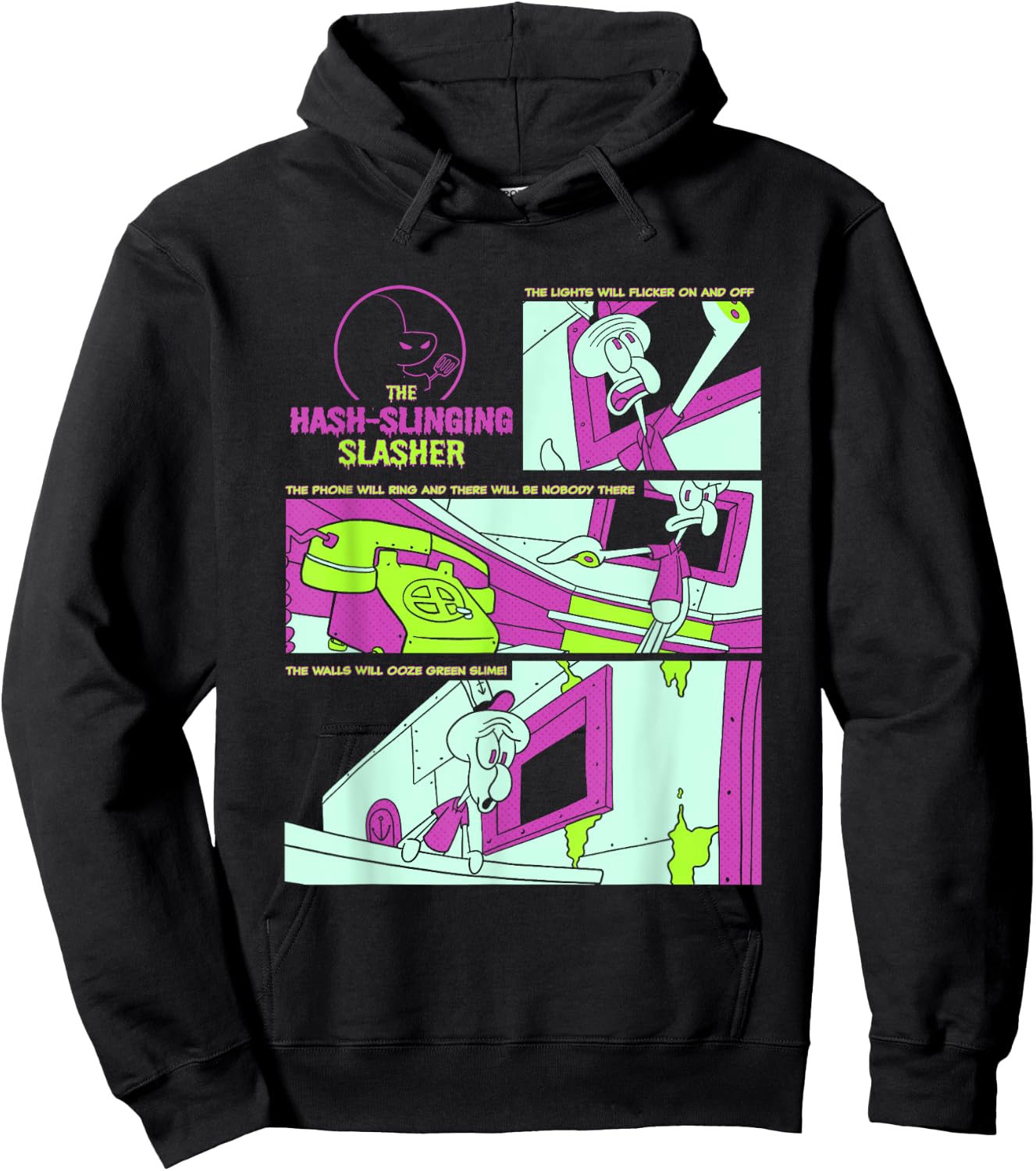 SpongeBob SquarePants The Hash-Slinging Slasher Signs Panels Hoodie - Hoodie | Black