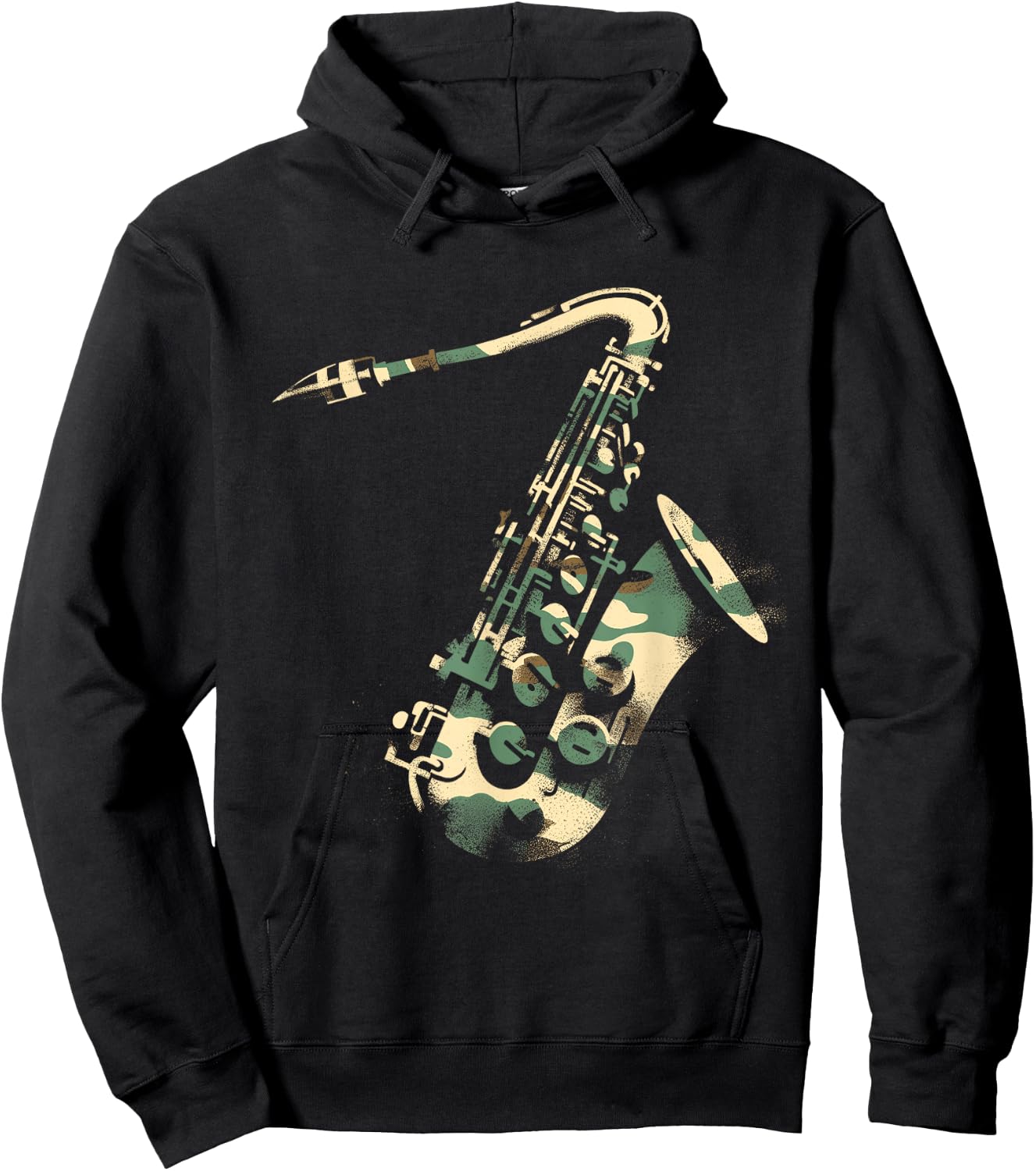 Saxophone Camouflage - Vintage Saxophone Instrument Jazz Hoodie - Hoodie | Black