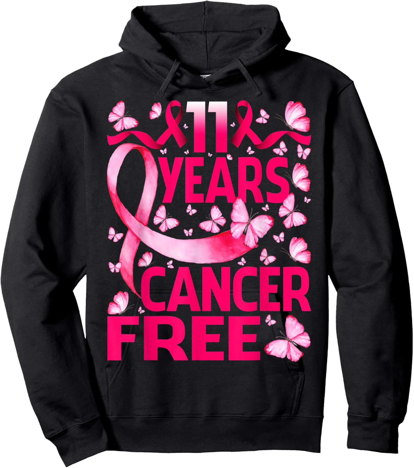 11 Years Breast Cancer Free Survivor Butterfly Hoodie - Hoodie | Black