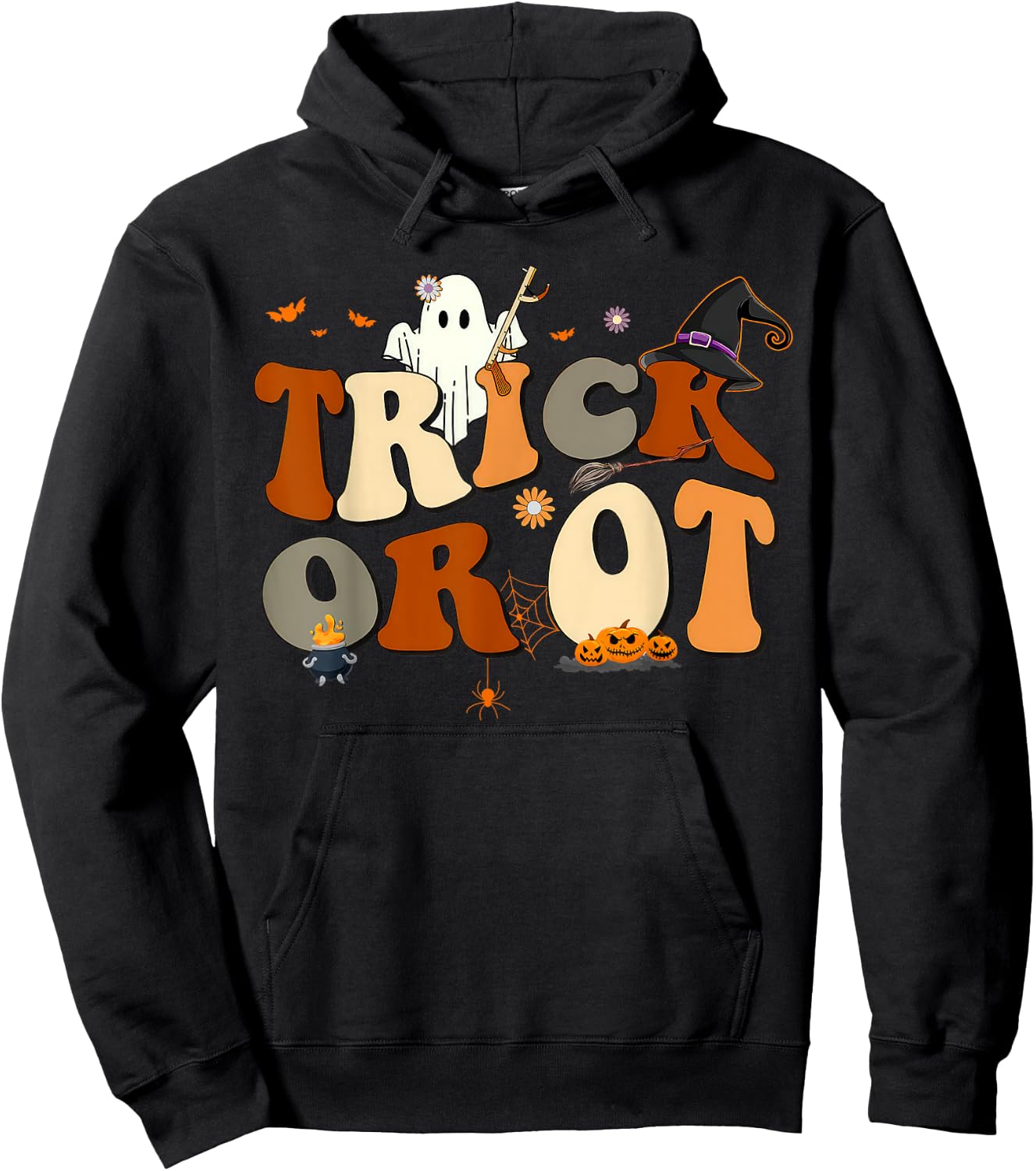 Retro Trick Or OT Occupational Therapy Ghost Halloween Hoodie - Hoodie | Black