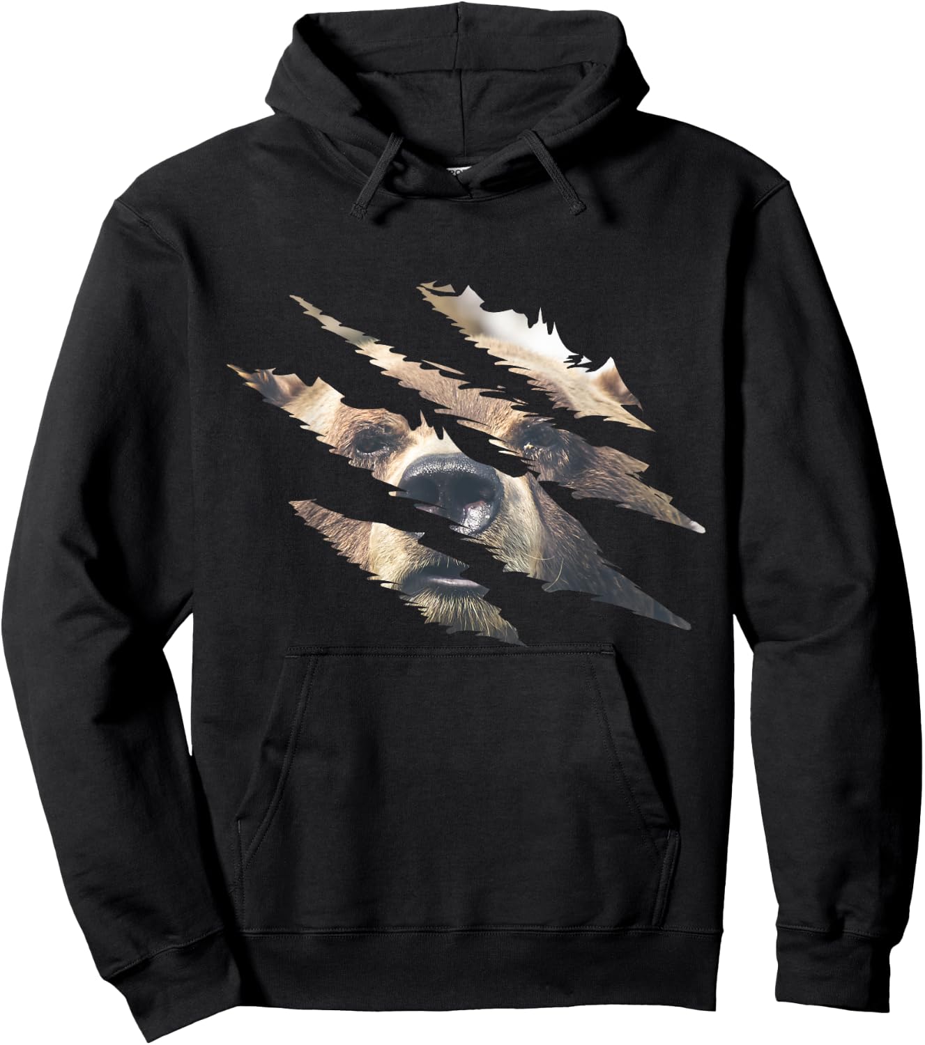 Grizzly Bear Head Claw Effect Bear Slash Claw Bear Lover Hoodie - Hoodie | Black