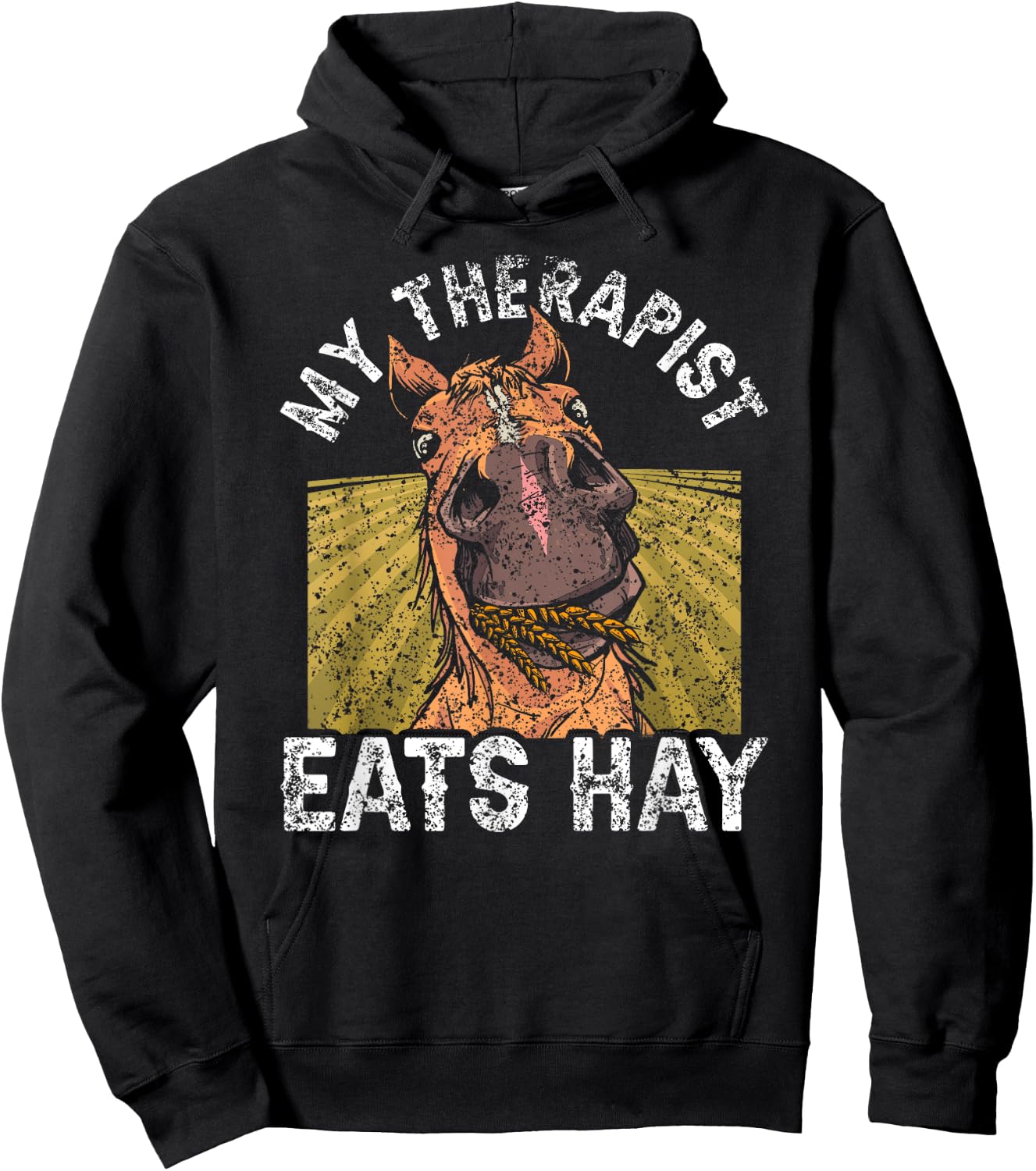 My Therapist Eats Hay Riding Rider Lover Horse Equestrian Hoodie - Hoodie | Black