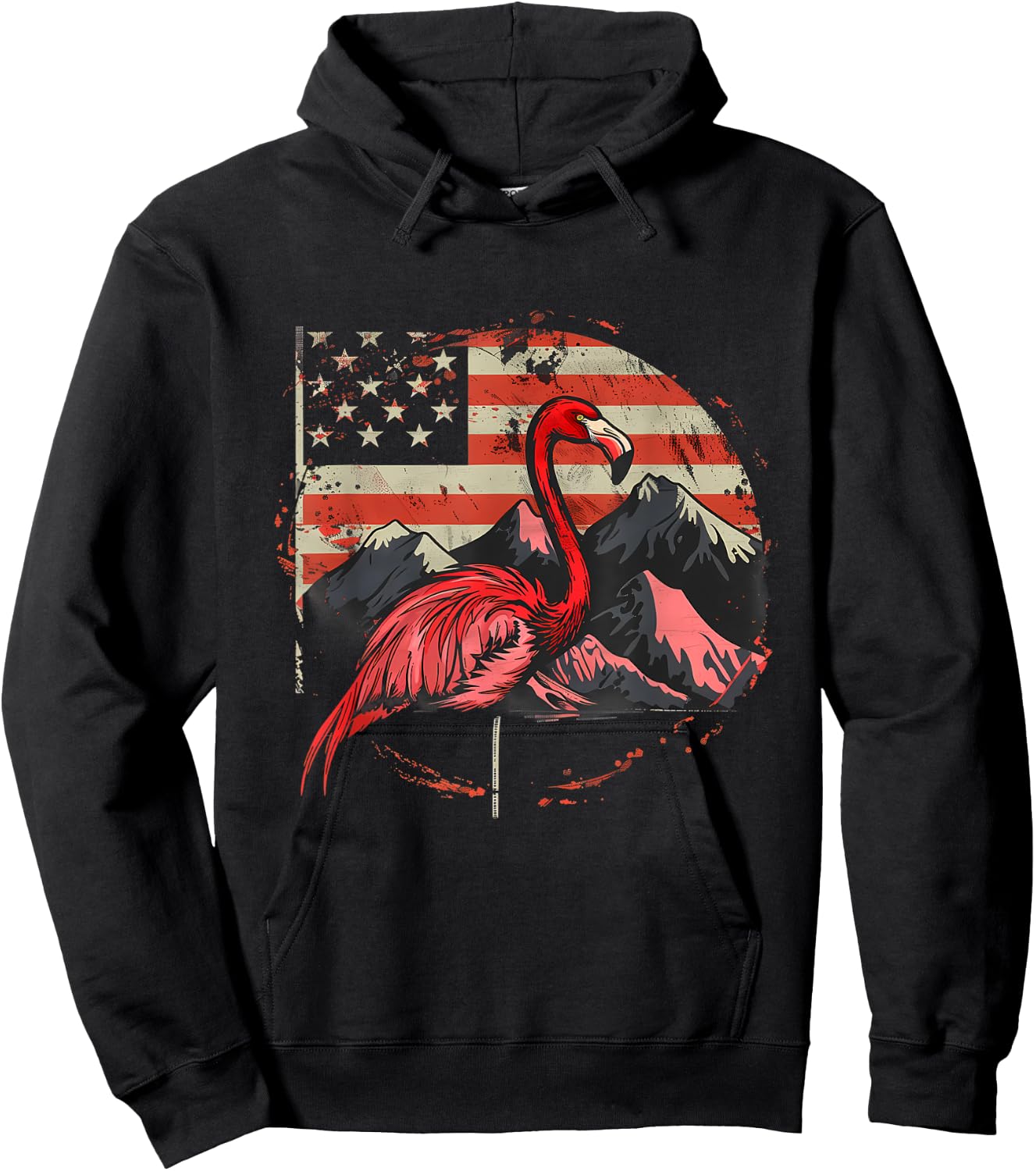 4th Of July American Flag Flamingo Fourth Of July USA Hoodie - Hoodie | Black