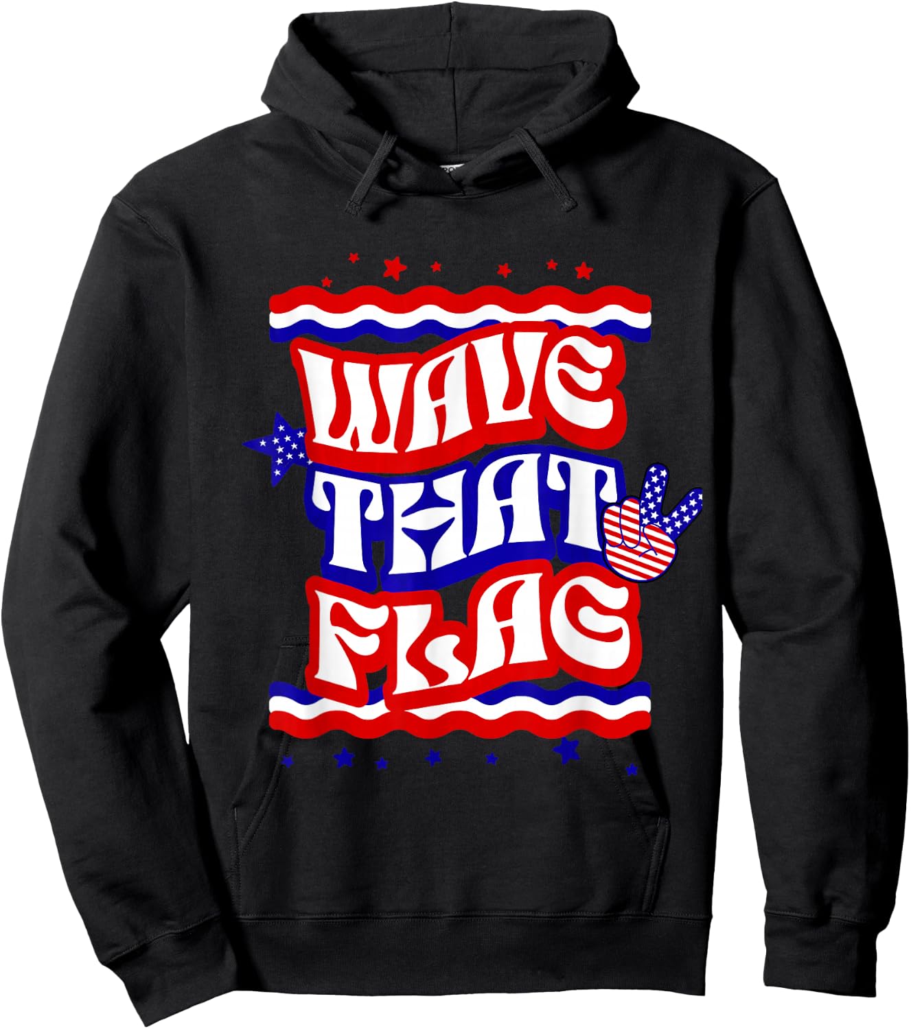 Hippie 4th of July Wave that Flag USA Independence Day Kids Men Hoodie - Hoodie | Black