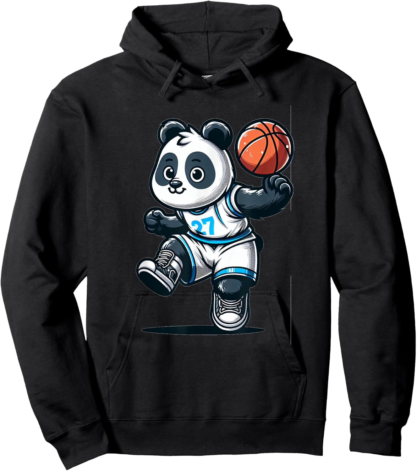 Cute Basketball Player Panda Hoodie - Hoodie | Black