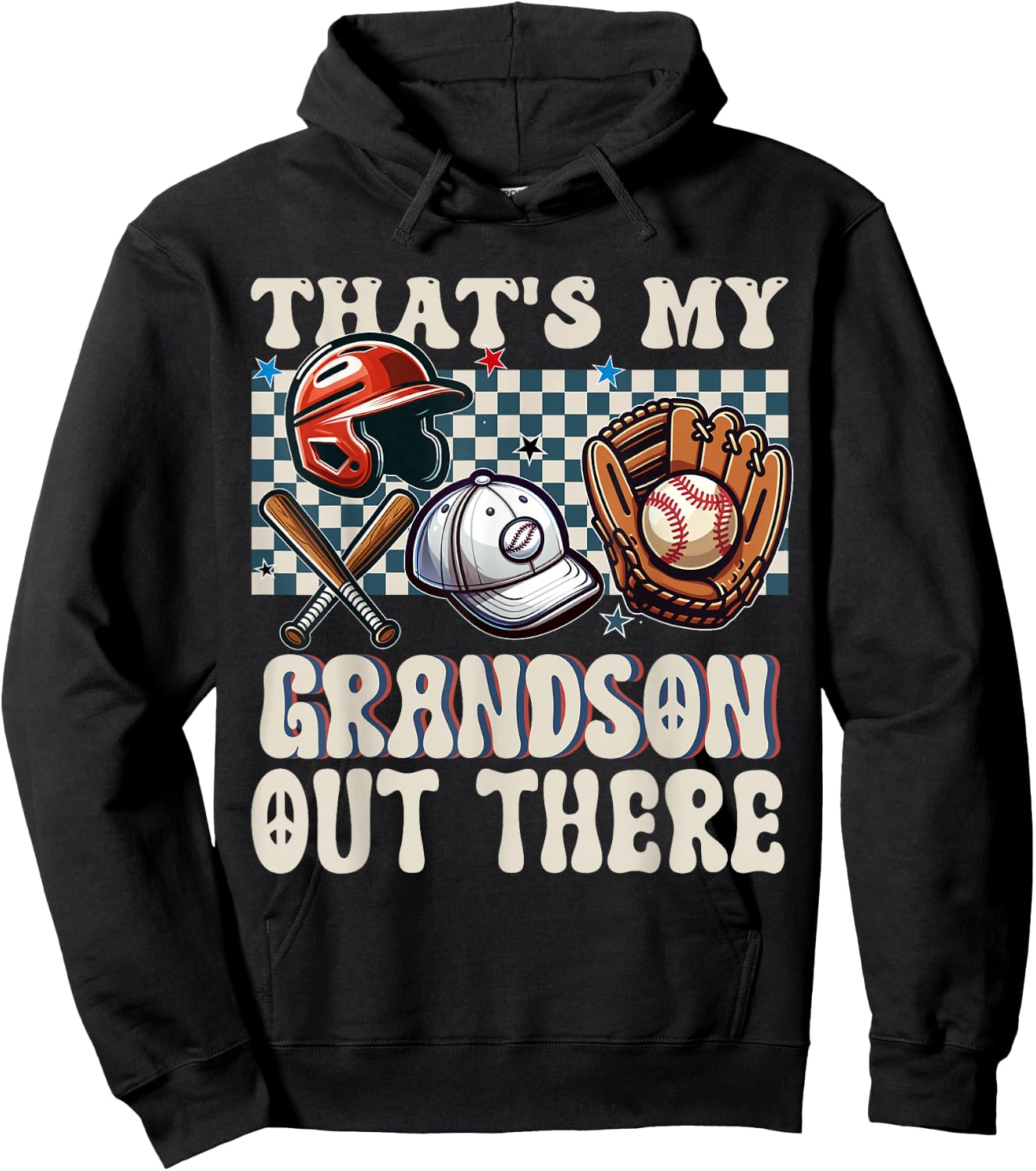 That's My Grandson Out There Baseball For Grandpa Grandma Hoodie - Hoodie | Black