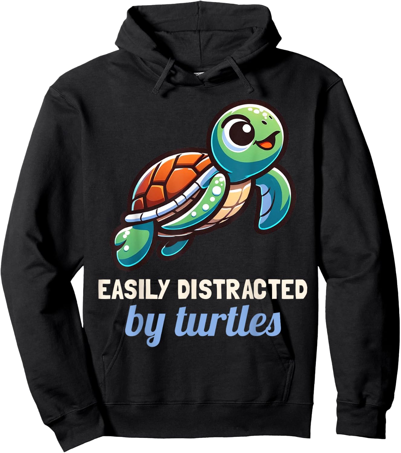 Cute Easily Distracted By Turtles Sea Turtle Lover Graphic Hoodie - Hoodie | Black