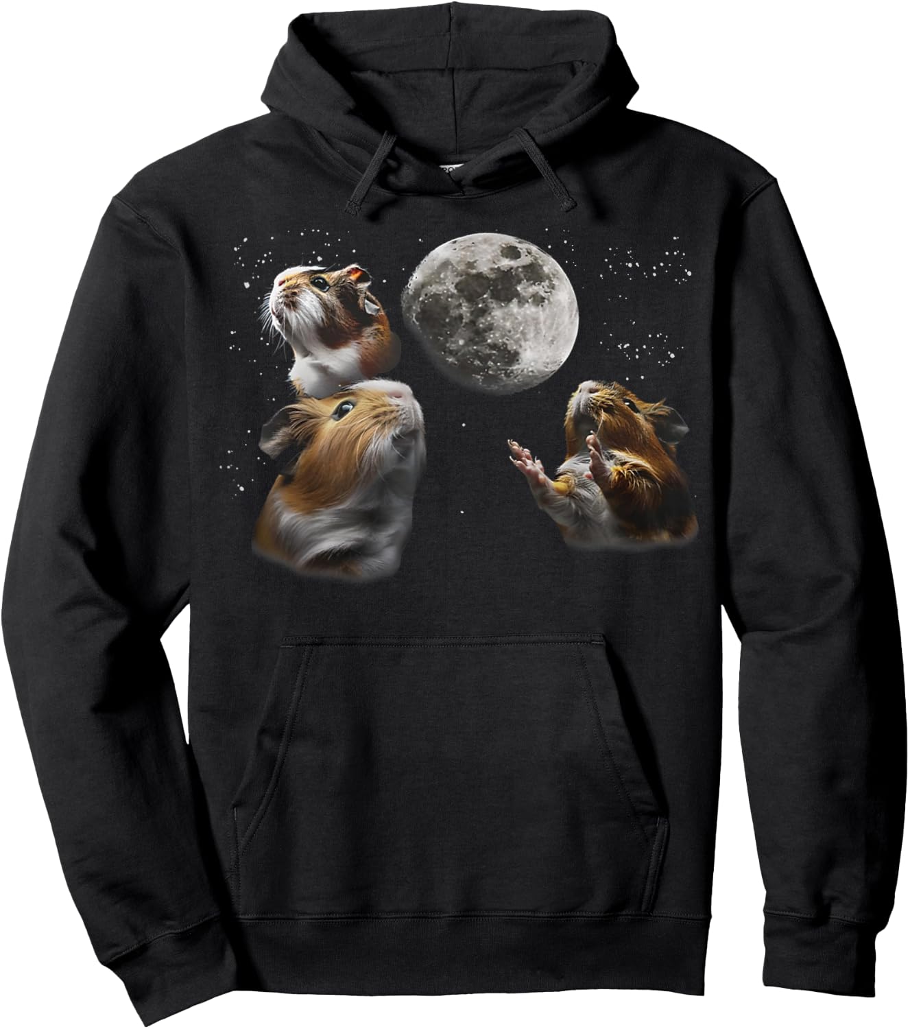 3 Guinea Pigs Moon Howling Funny Rodent , Women, Kid Hoodie - Hoodie | Black