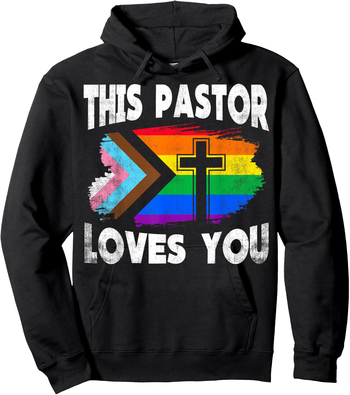 Christian Ally Inclusive Pride Clergy This Pastor Loves You Hoodie - Hoodie | Black