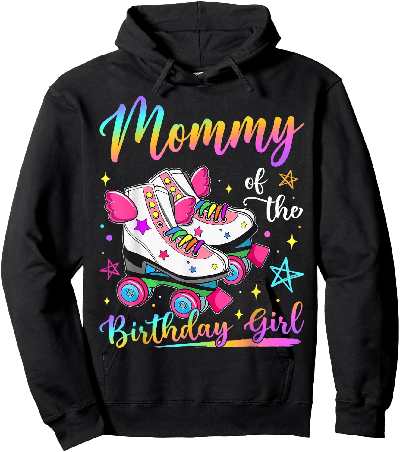 Mommy Of The Birthday Girl Rolling Skate Family Matching Hoodie - Hoodie | Black