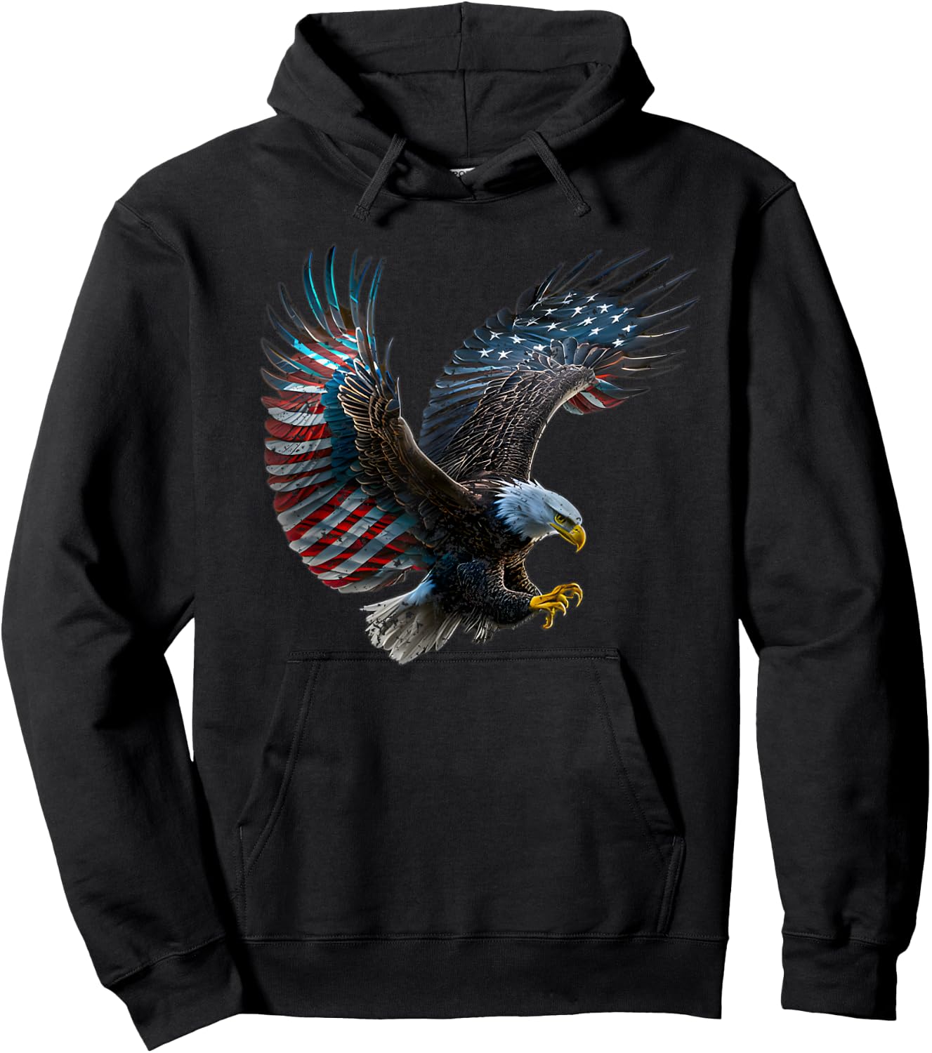 Patriotic Eagle 4th Of July USA American Flag Girls Kids Men Hoodie - Hoodie | Black
