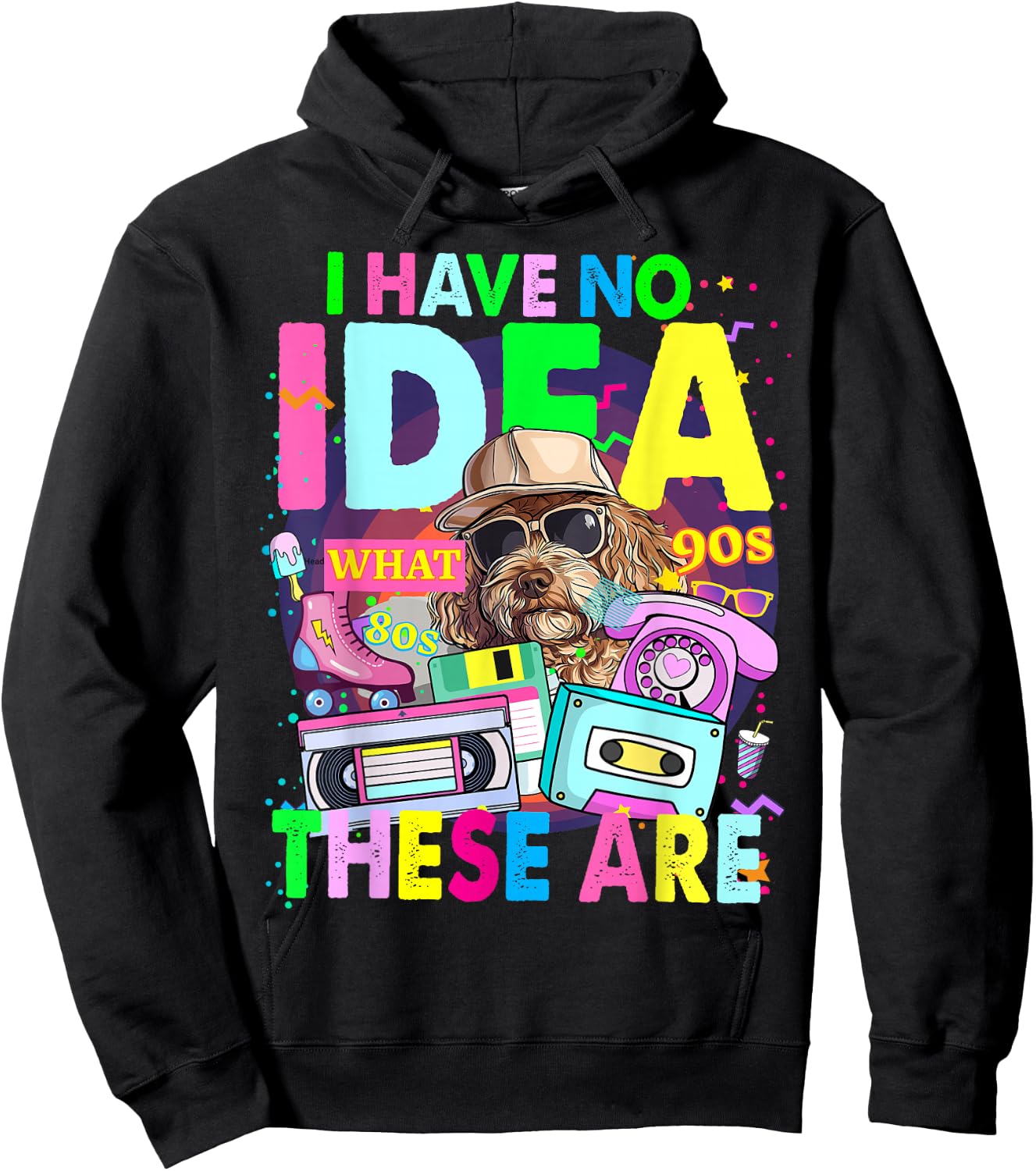 1980s Decade Outfit Idea for Kids & Novelty Girls 90s Themed Hoodie - Hoodie | Black