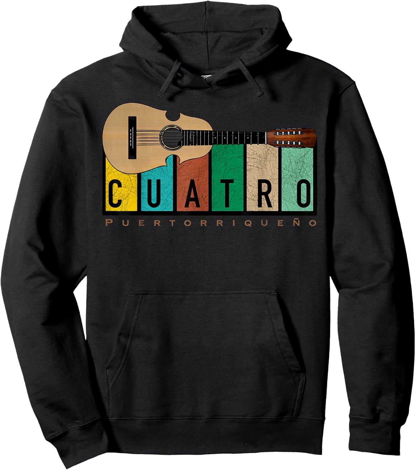 Puerto Rican Cuatro Boricua Guitar Hoodie - Hoodie | Black