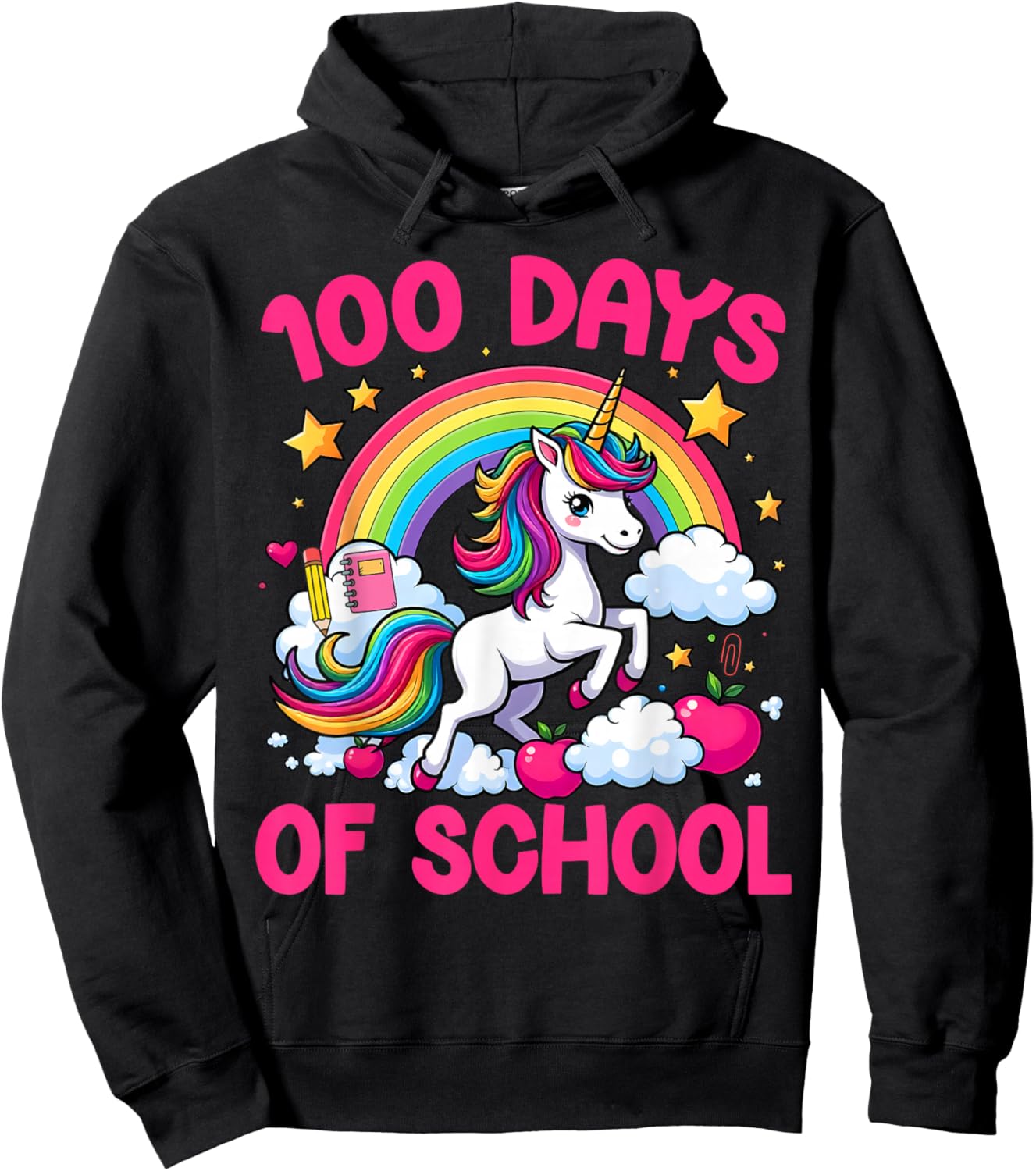 100 Days Of School Unicorn Teacher Girls Happy 100 Days Hoodie - Hoodie | Black