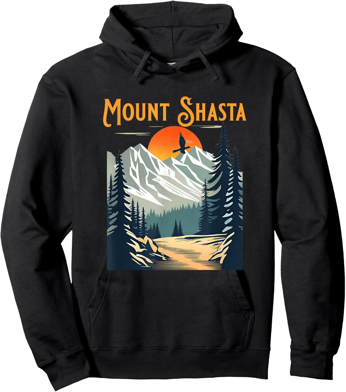 Vintage Mount Shasta Souvenir Hiking Hoodie - Hoodie | Black