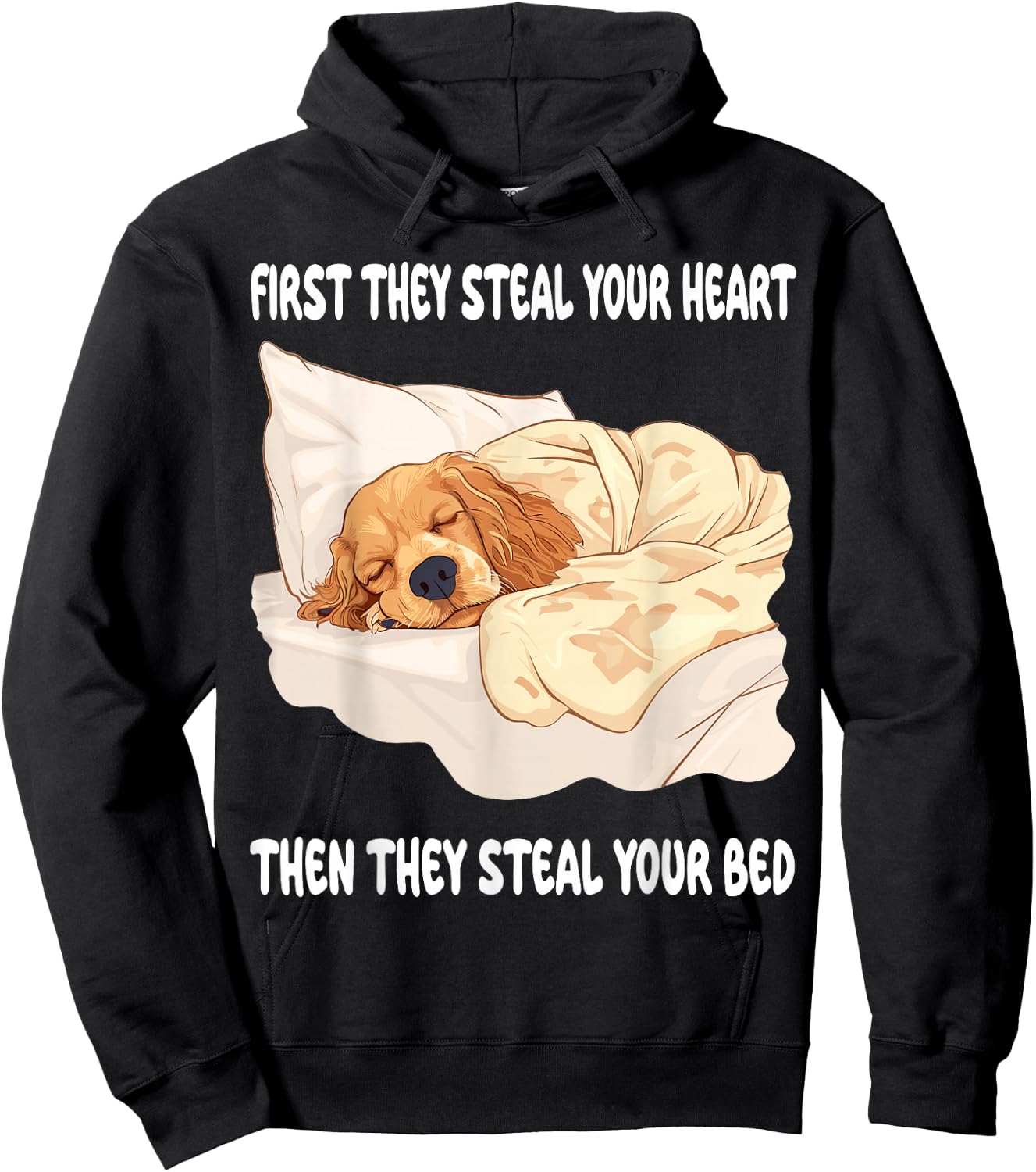 Cocker Spaniel Sleeping Pajamas Nightgown Hoodie - Hoodie | Black