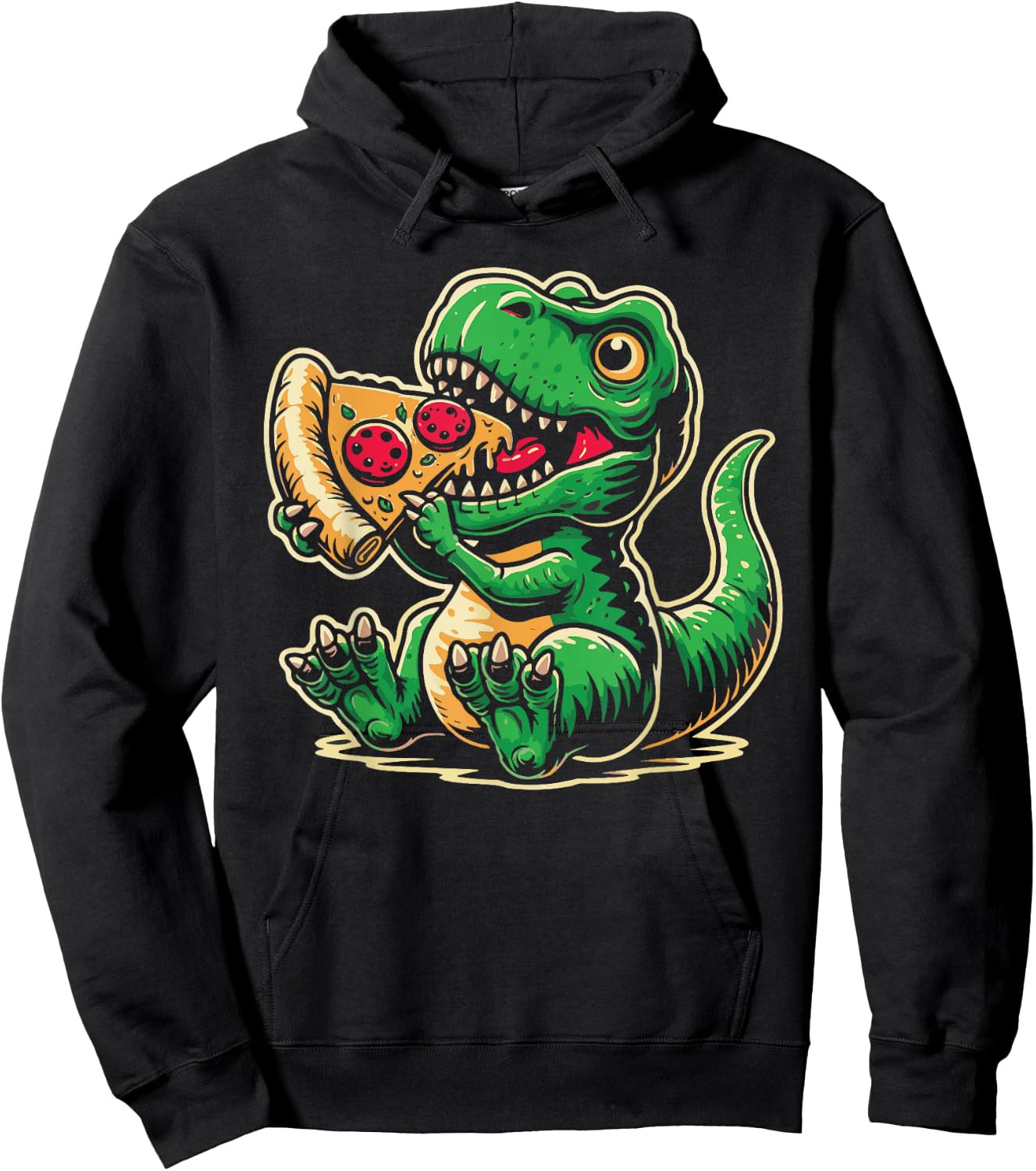 T-Rex Dinosaur Eating Pizza Funny Dino Lover Hoodie - Hoodie | Black