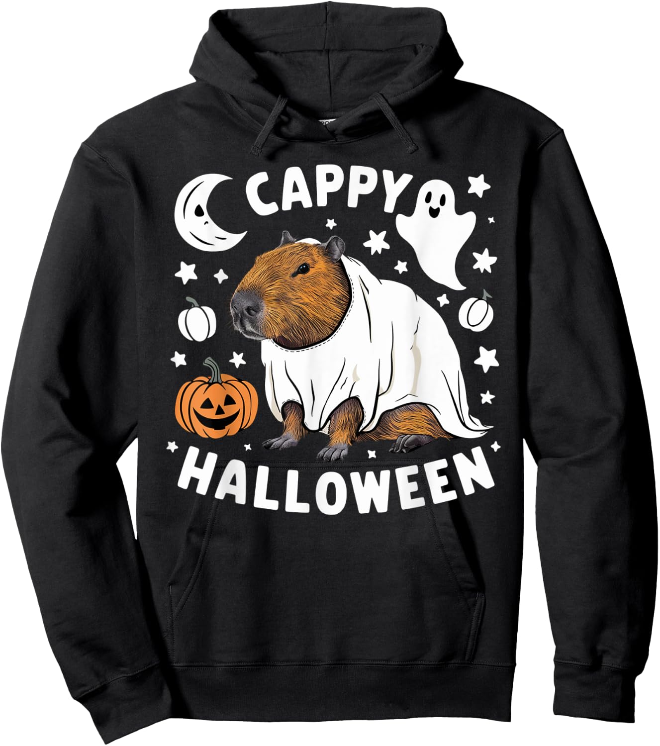 Cappy Halloween - Cute Capybara Ghost Costume Hoodie - Hoodie | Black