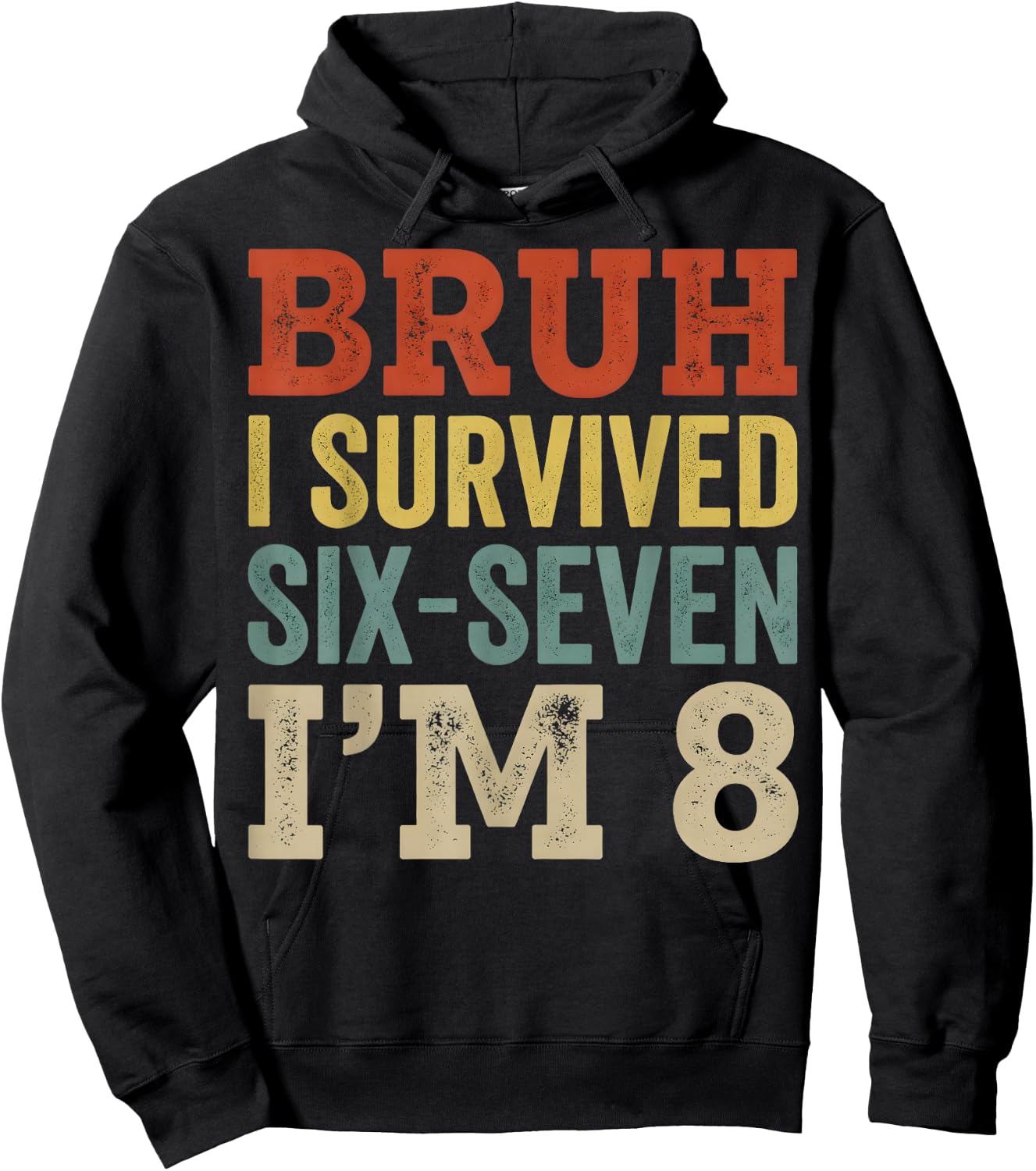 I`m 8 Year Old Six Seven Bruh 6 7 8th Birthday Boy Retro Hoodie - Hoodie | Black