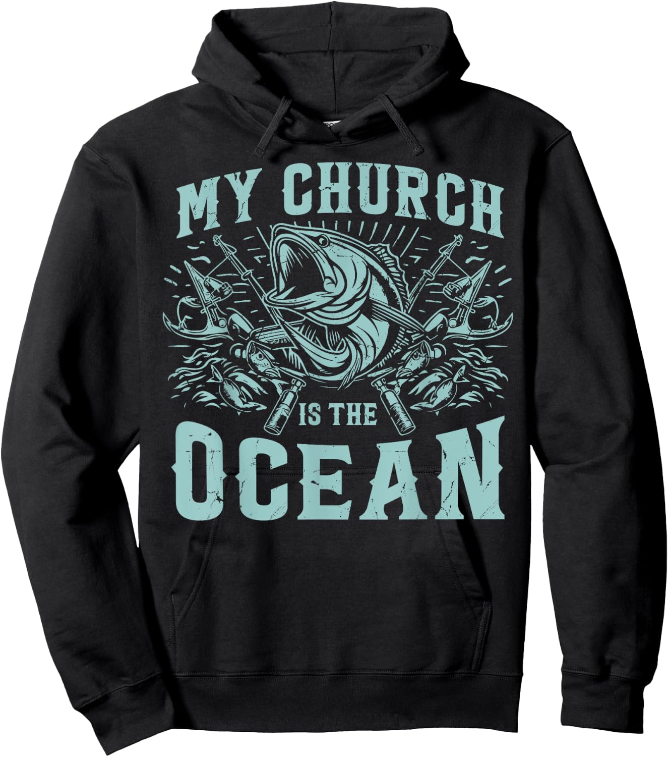My Church Is the Ocean Fishing Hoodie - Hoodie | Black
