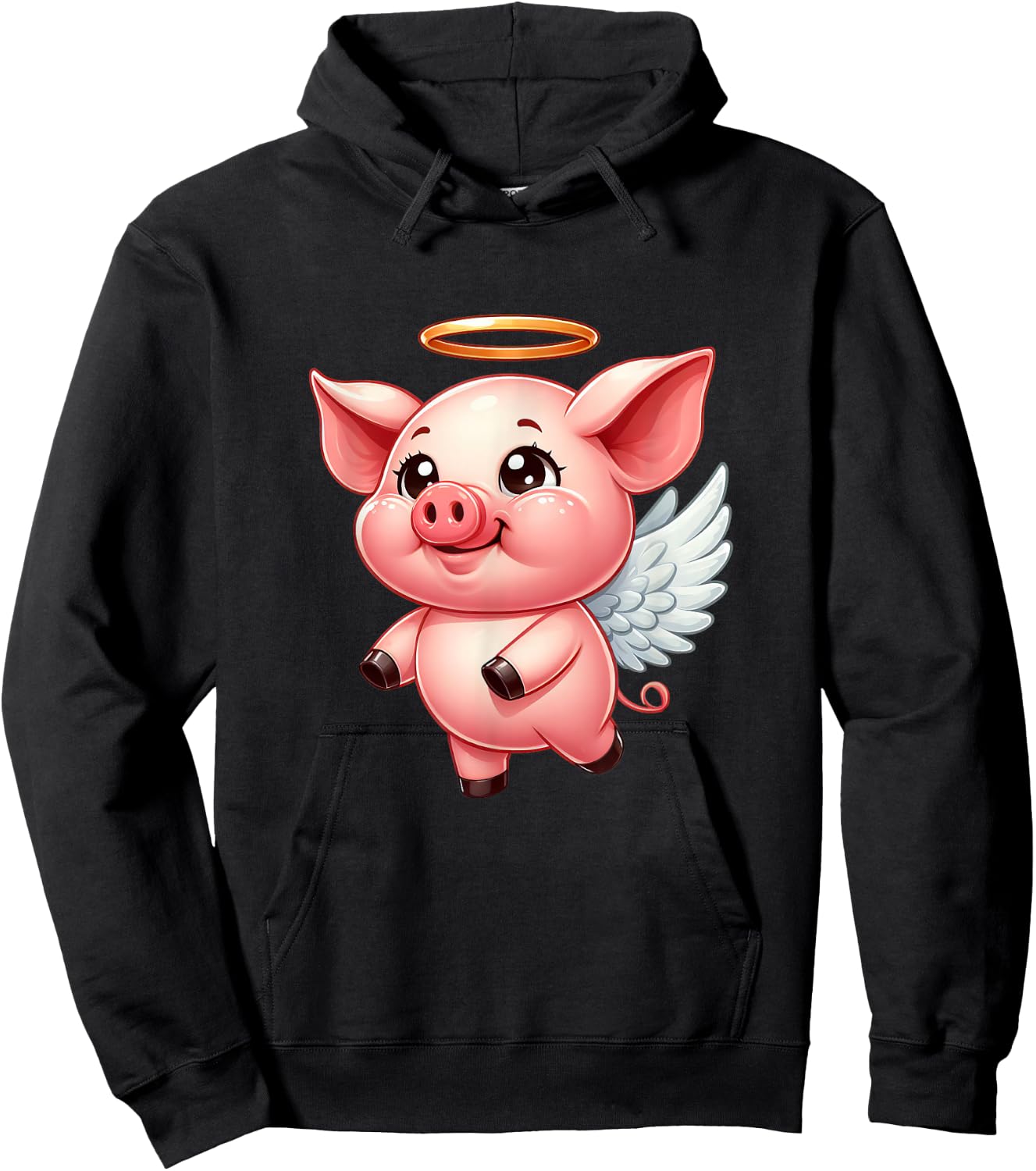 Cute Pig Angel with Wings Hoodie - Hoodie | Black
