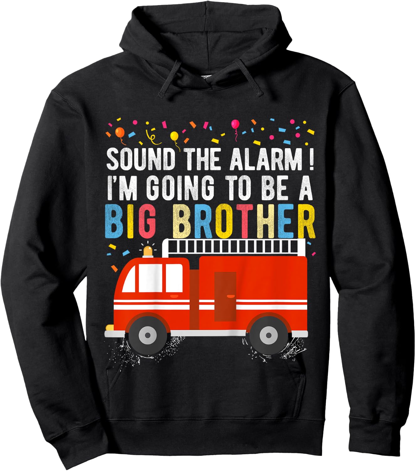 Kids Big Brother Fire Truck Hoodie - Hoodie | Black