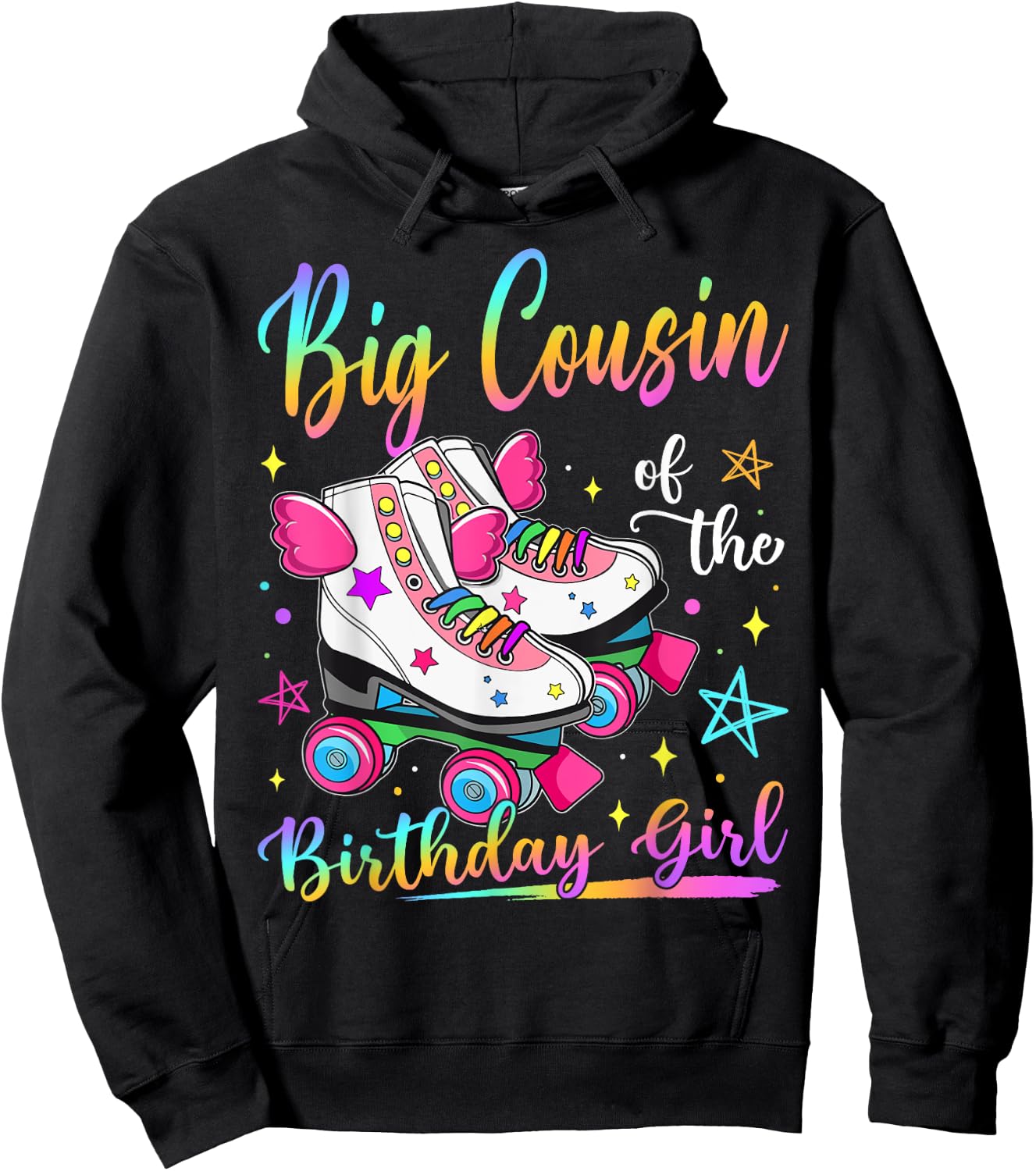Big Cousin Of The Birthday Girl Rolling Skate Family Hoodie - Hoodie | Black