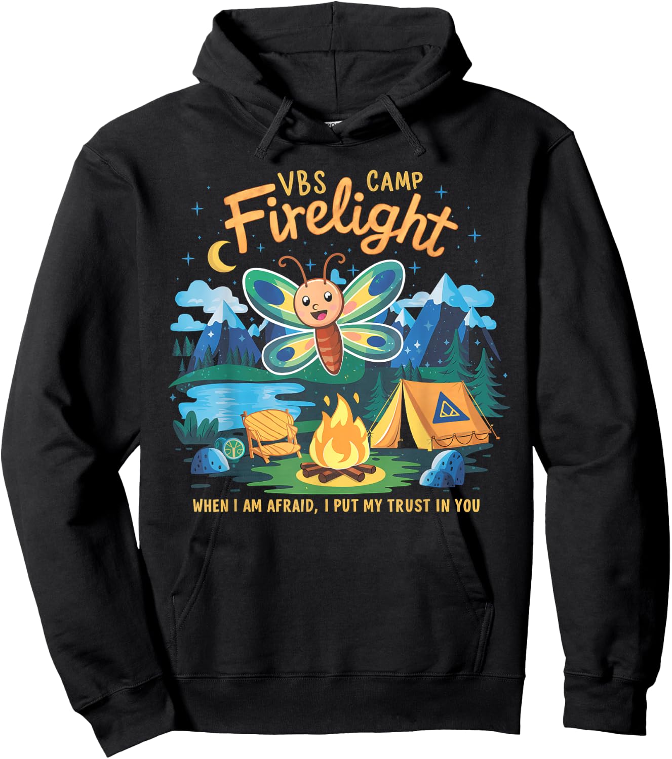 Camp Firelight VBS Camp Vacation Bible School Firework 2024 Hoodie - Hoodie | Black