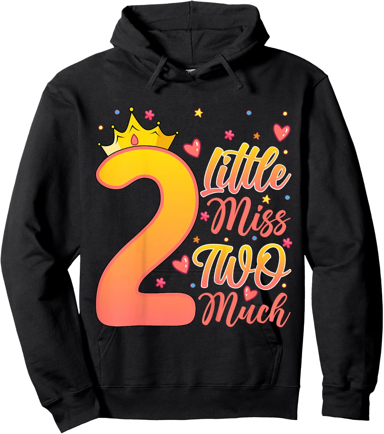 Little Miss Two Much Kids 2 Years Old 2nd Birthday Party Hoodie - Hoodie | Black