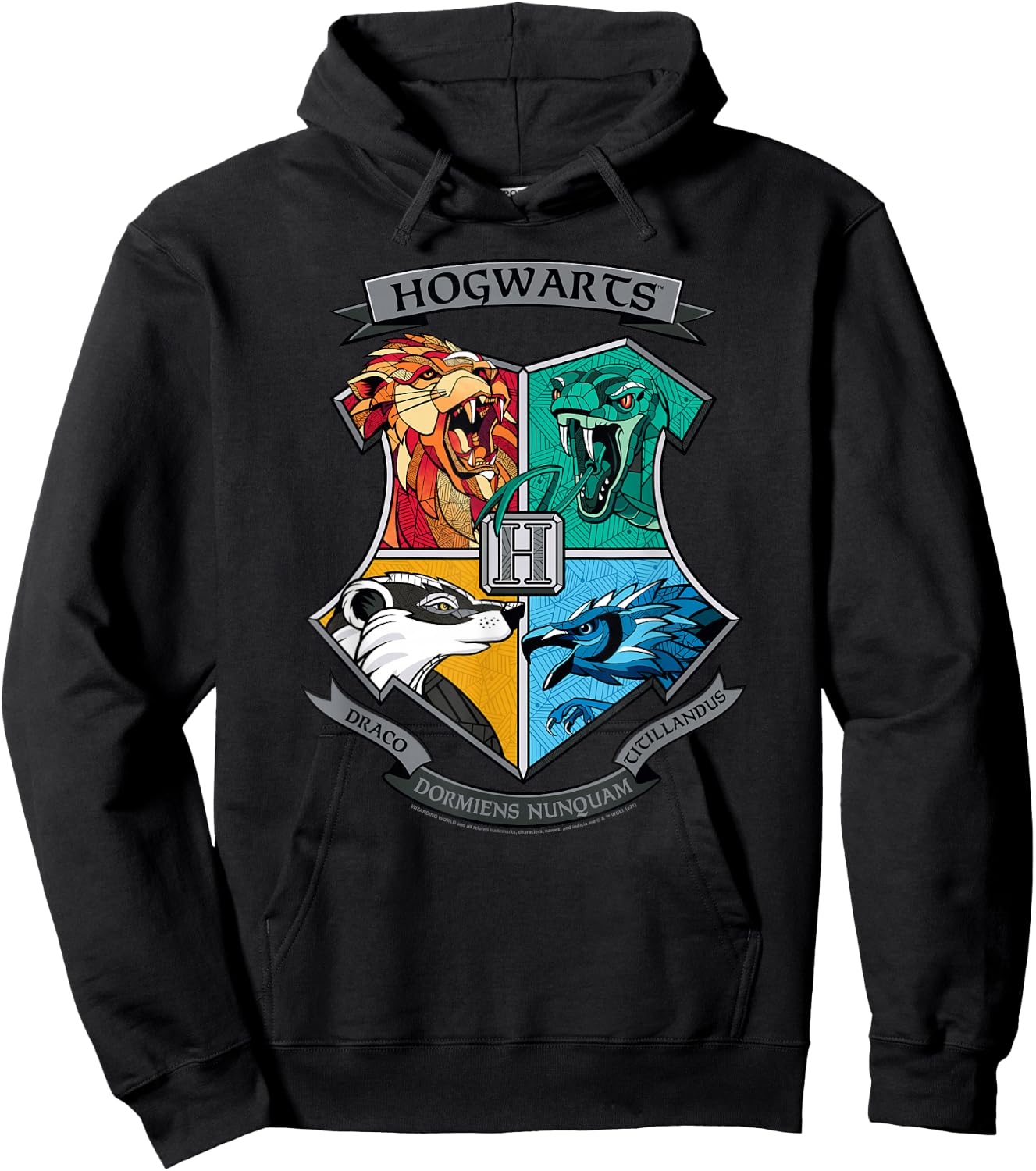 Harry Potter Mosaic Hogwarts Shield Hoodie - Hoodie | Black