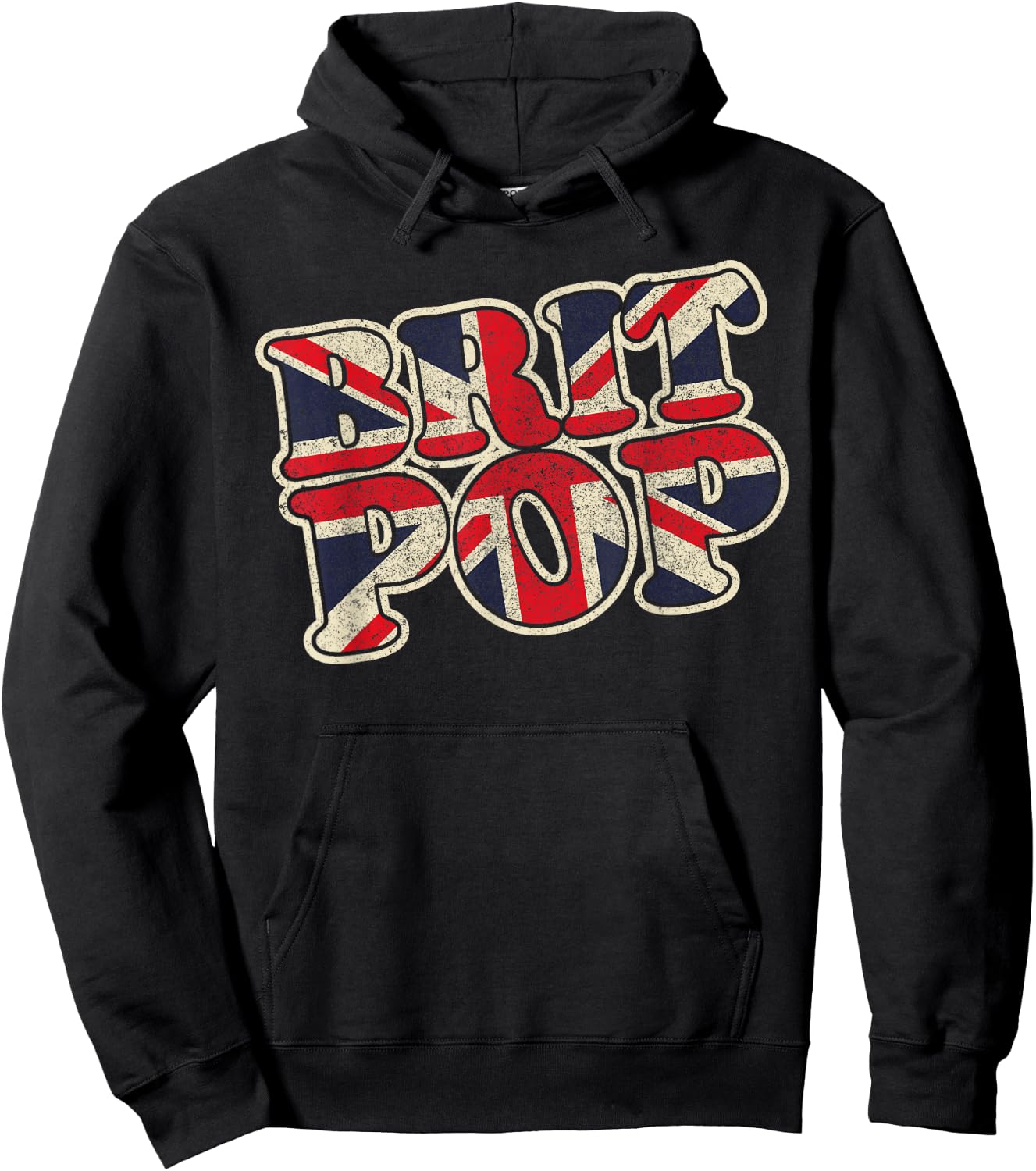 Brit Pop, Classic music scene from the 90's big vintage worn Hoodie - Hoodie | Black
