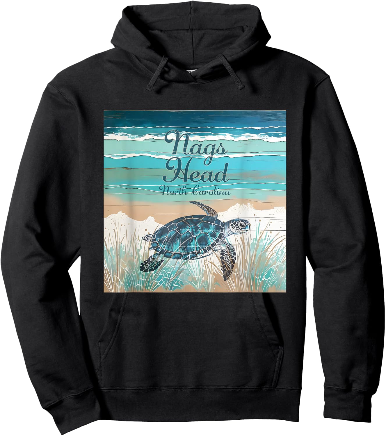 Nags Head OBX Outer Banks North Carolina Sea Turtle Beach Hoodie - Hoodie | Black
