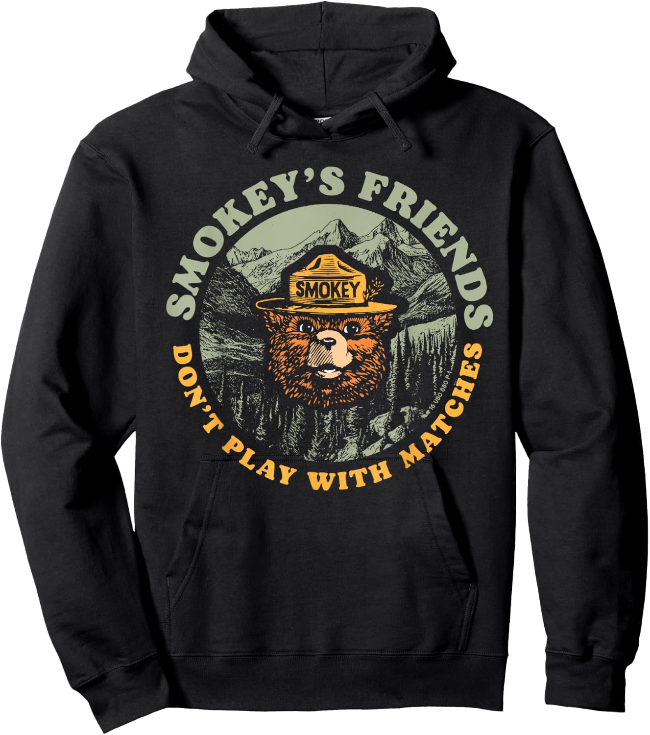 Smokey's Friends Don't Play With Matches Retro Smokey Bear Hoodie - Hoodie | Black