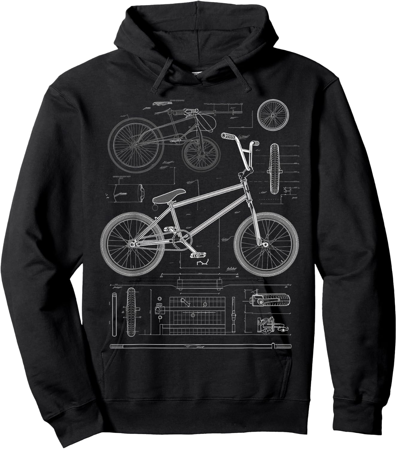 BMX Bike Blueprint Hoodie - Hoodie | Black
