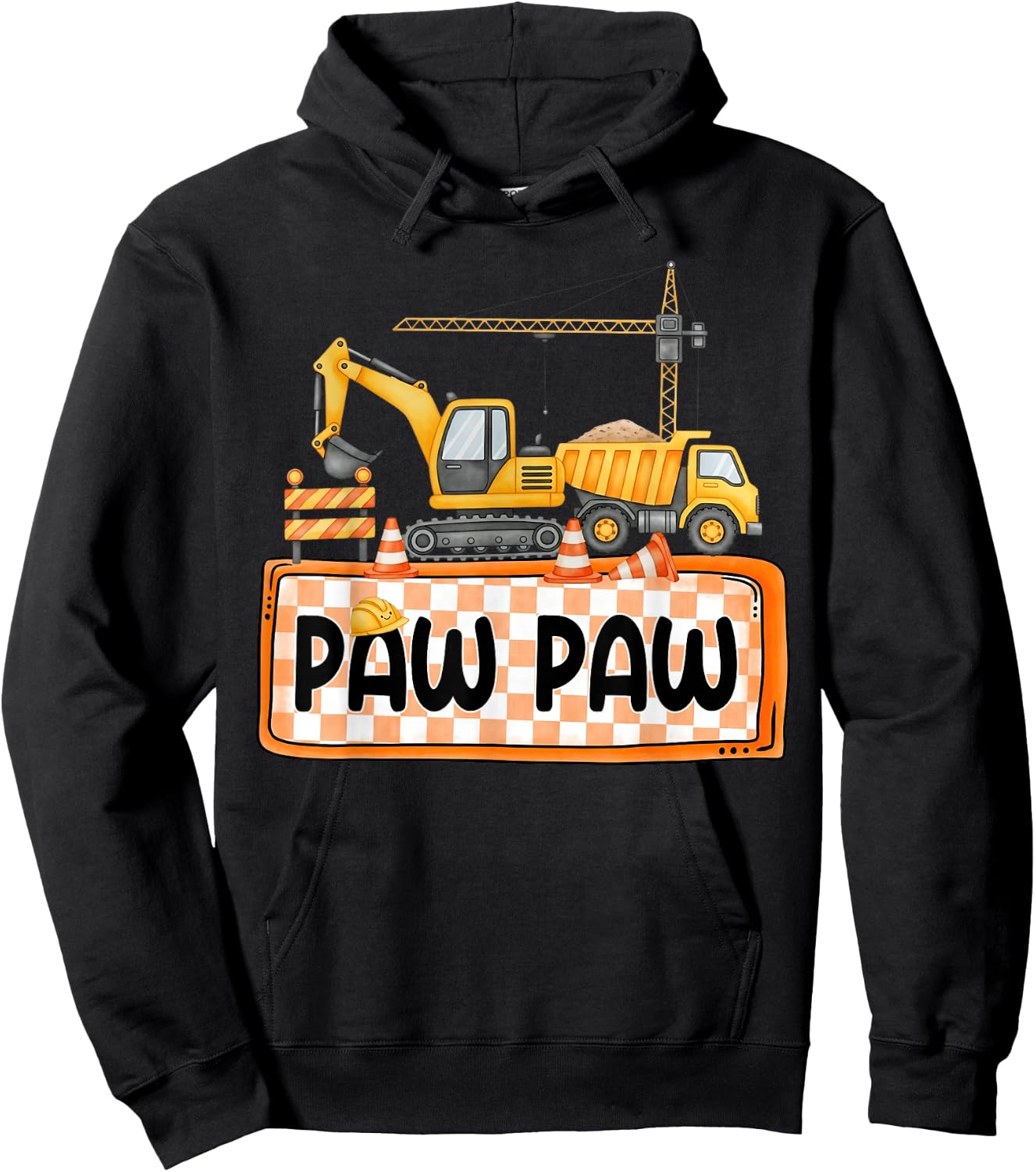 Funny Paw Paw Construction Excavator Matching Family Hoodie - Hoodie | Black