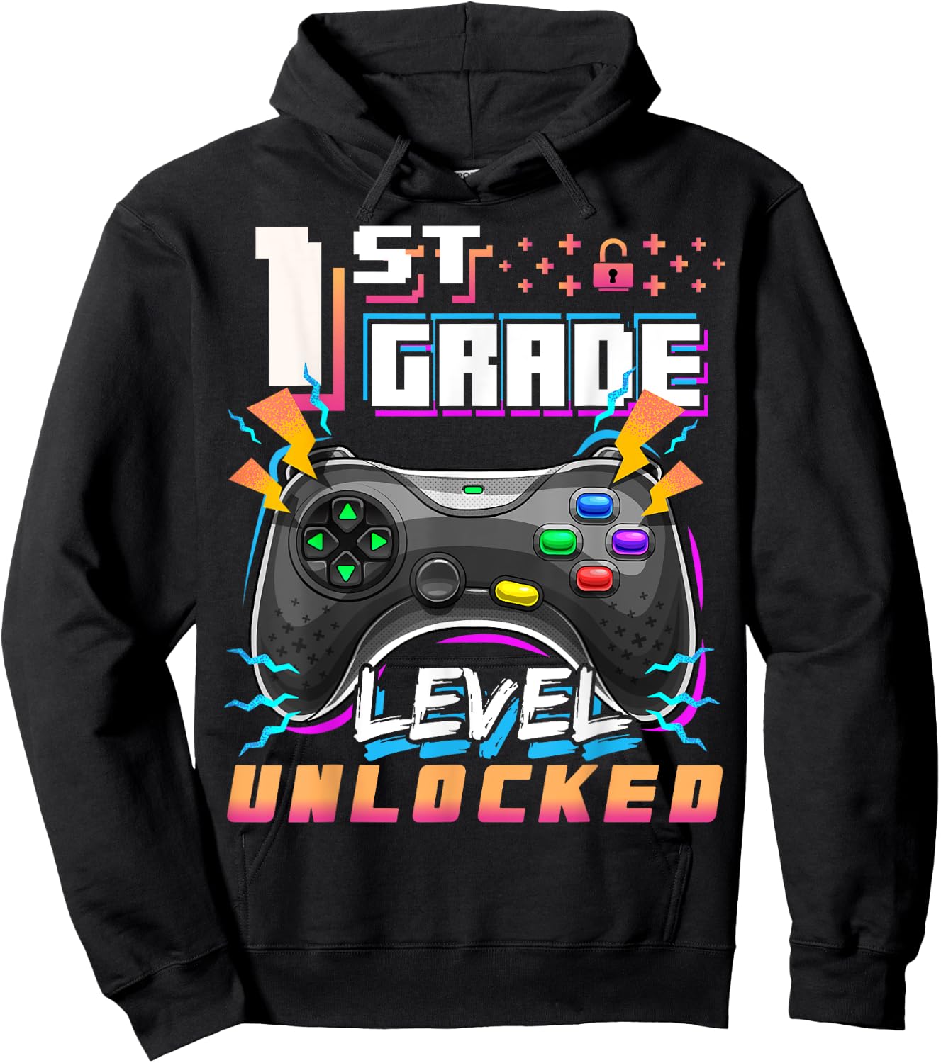 Back to School 1st Grade Boys Gamer First Day School Level Hoodie - Hoodie | Black