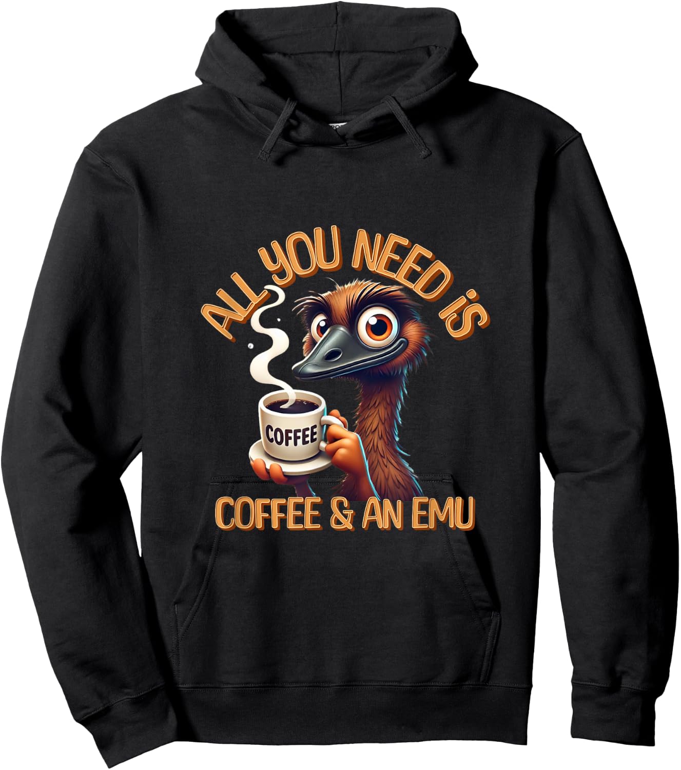 Funny Emu & Coffee Lover Zookeeper Animal Lovers Hoodie - Hoodie | Black