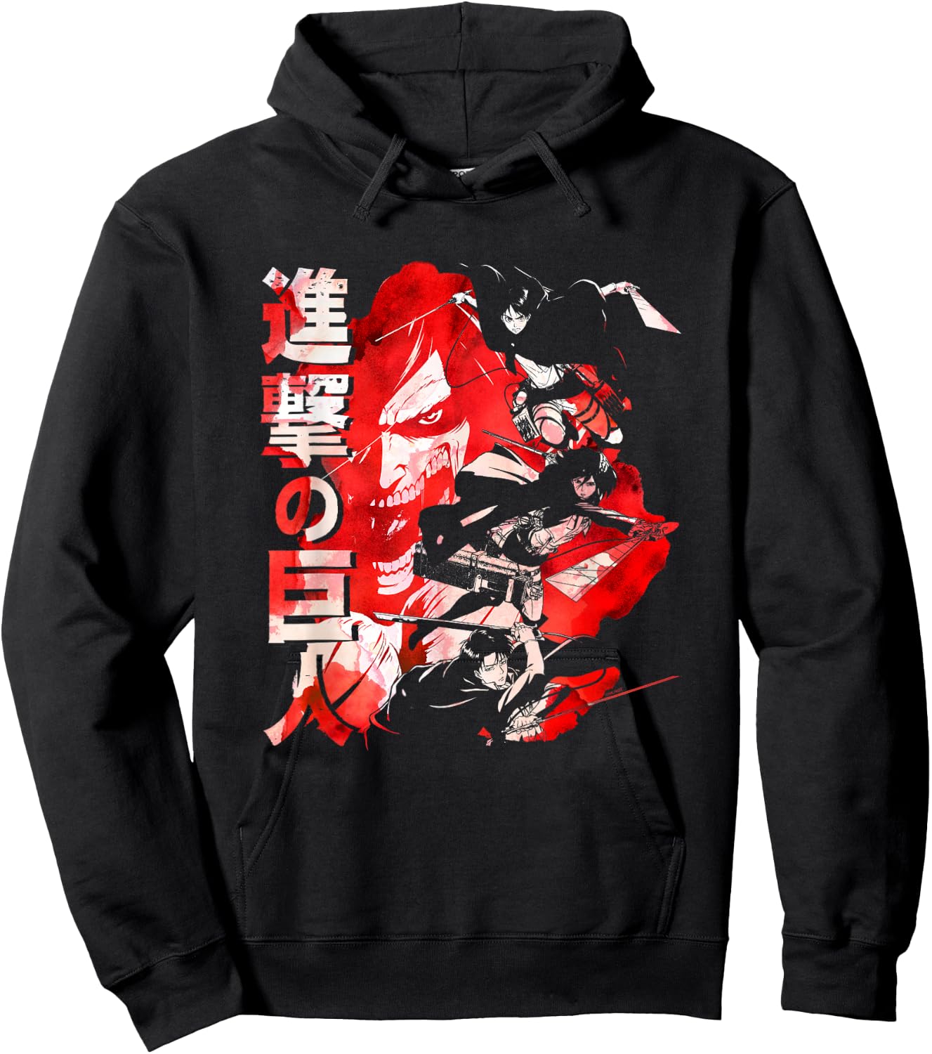 Attack on Titan Season 2 Watercolor Collage Anime Hoodie - Hoodie | Black