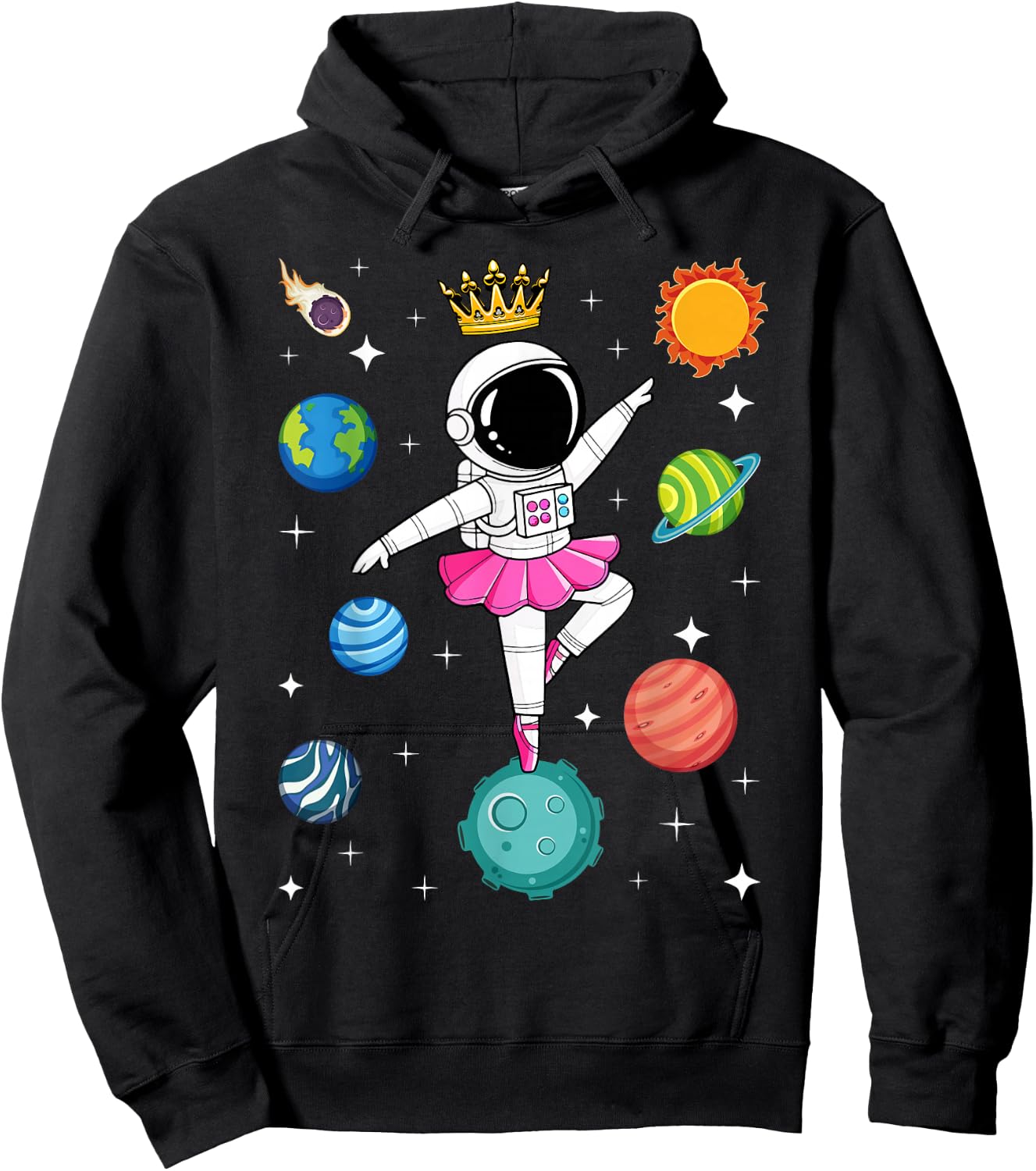 Ballerina Girl Space Astronaut Hoodie - Hoodie | Black