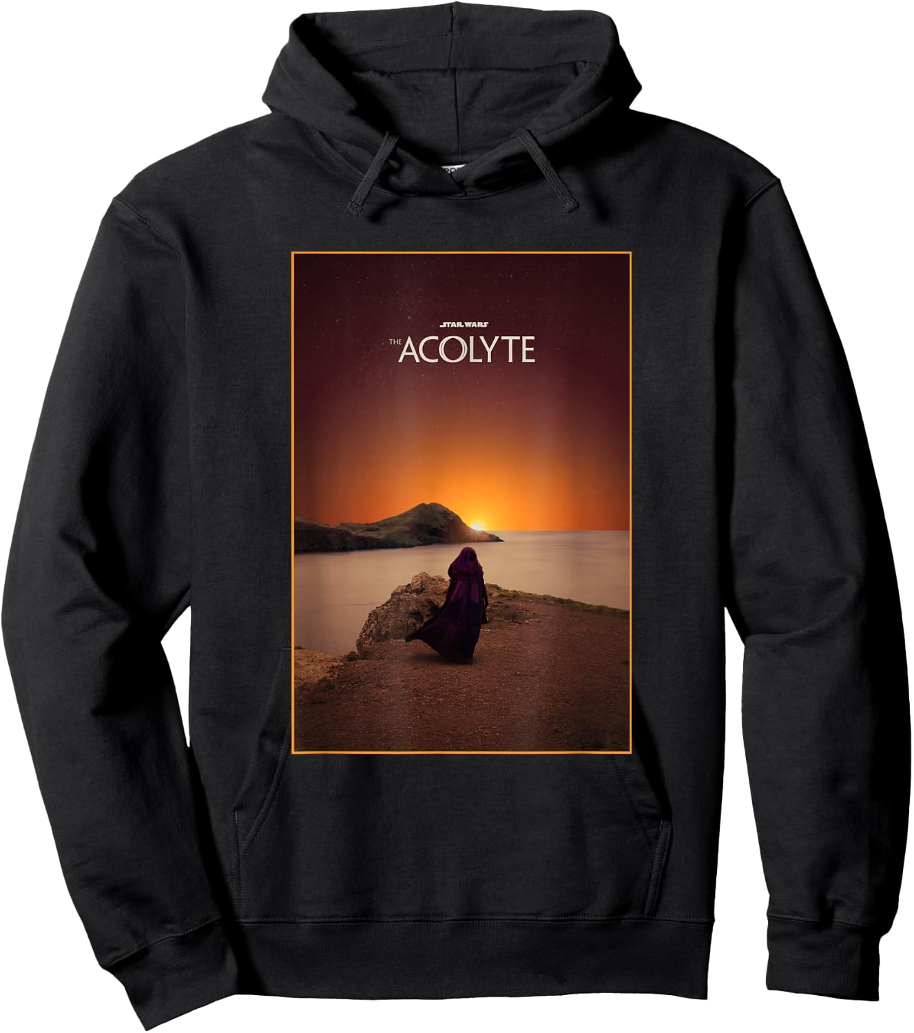 Star Wars The Acolyte Fading Sunset Landscape Title Poster Hoodie - Hoodie | Black
