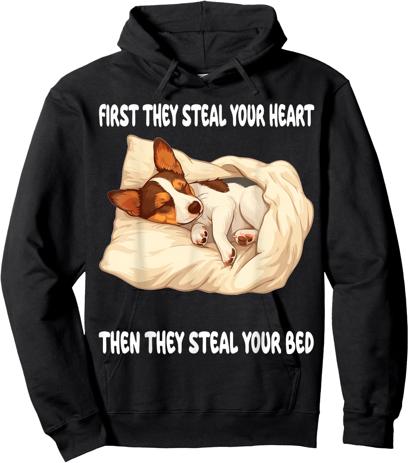 Rat Terrier Sleeping Pajamas Nightgown Hoodie - Hoodie | Black