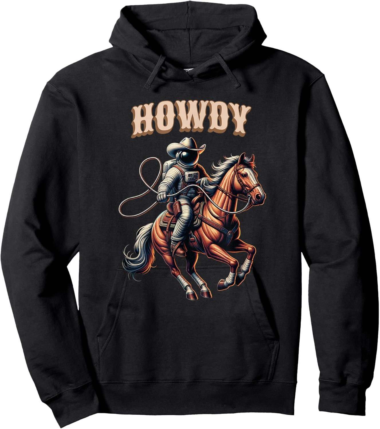 Astronaut Cowboy Riding a Horse in Space Hoodie - Hoodie | Black