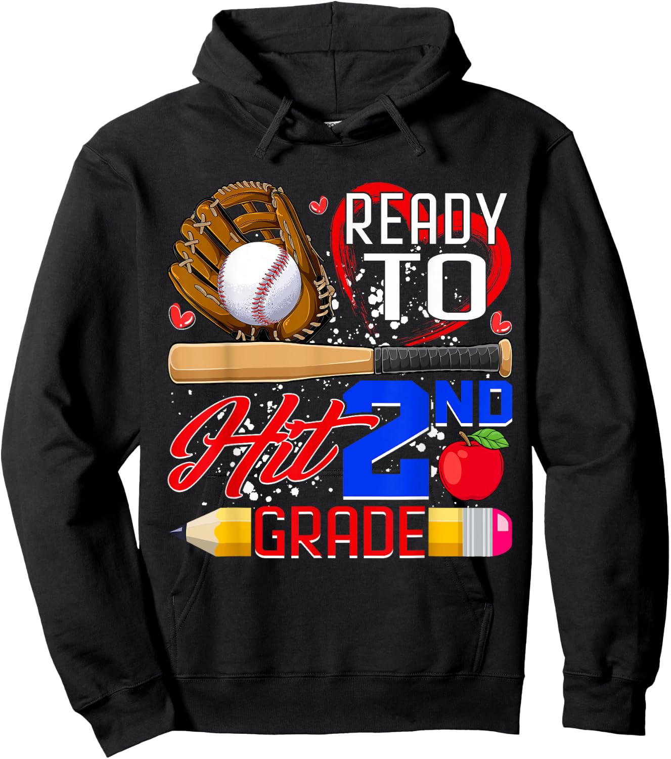 Ready To Hit 2nd Grade Back To School Baseball Lovers Boys Hoodie - Hoodie | Black
